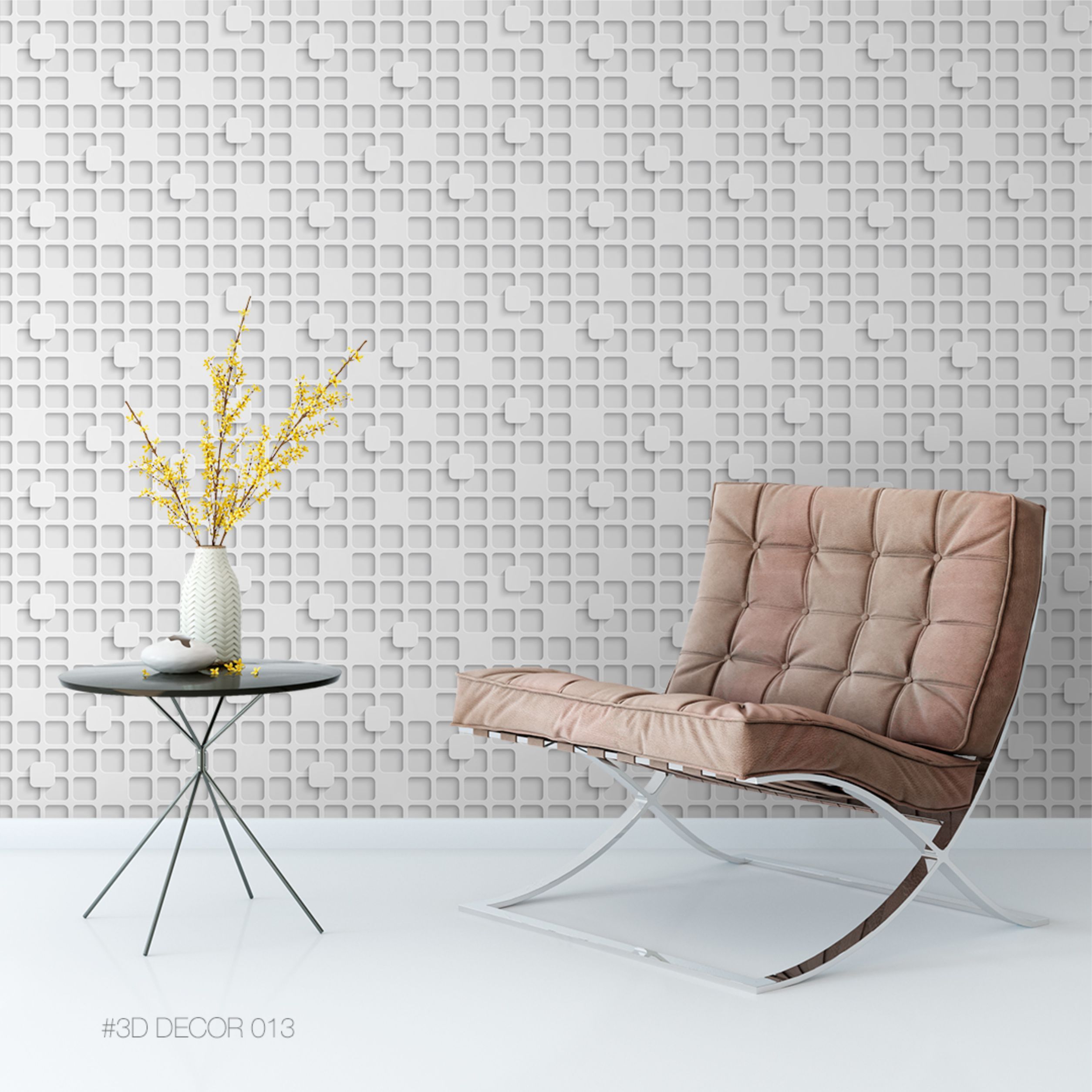 PAPEL DE PAREDE EFEITO 3D QUADRADOS TONS DE CINZA E BRANCO