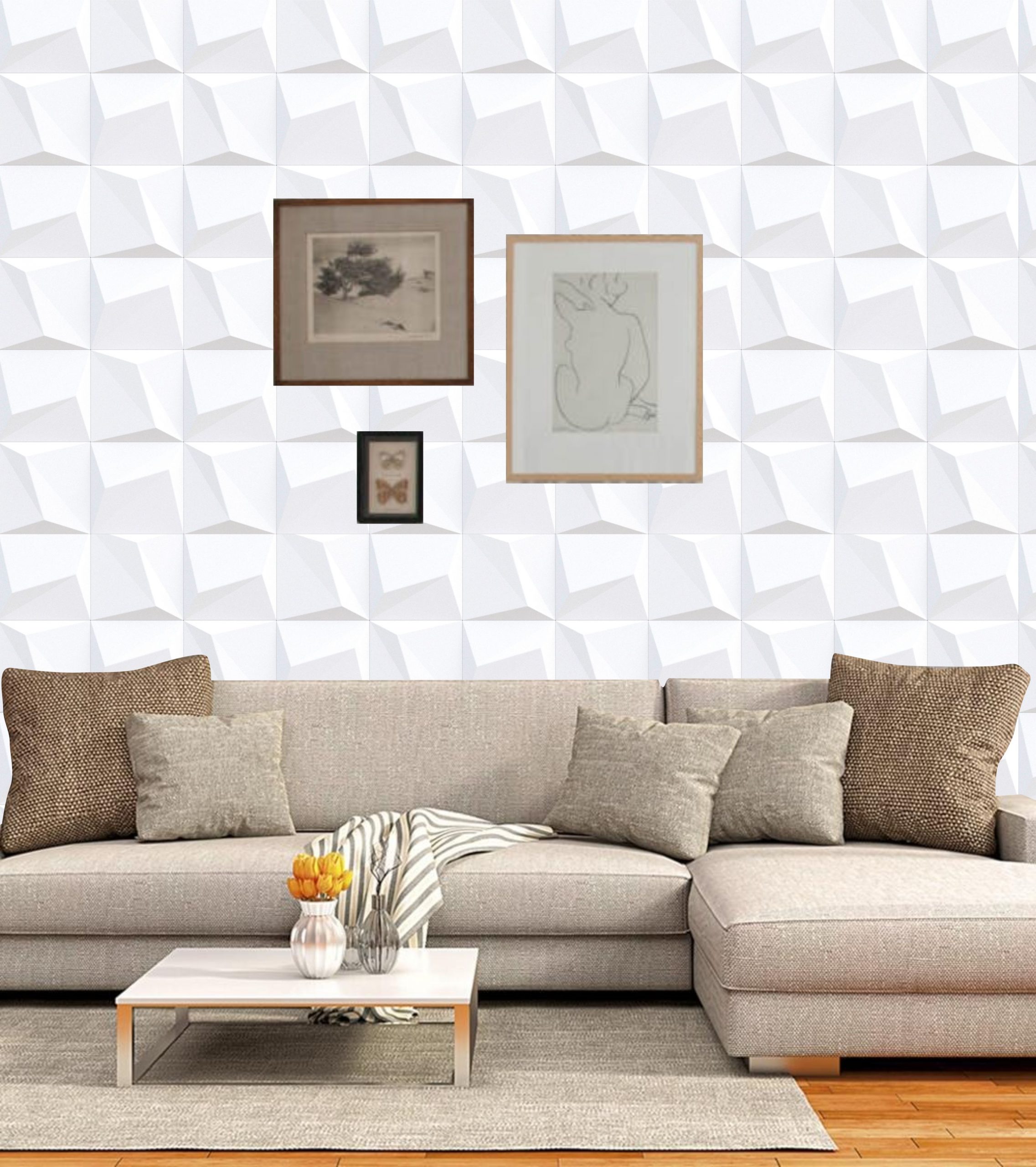 PAPEL DE PAREDE 3D GEOMÉTRICO QUADRADOS