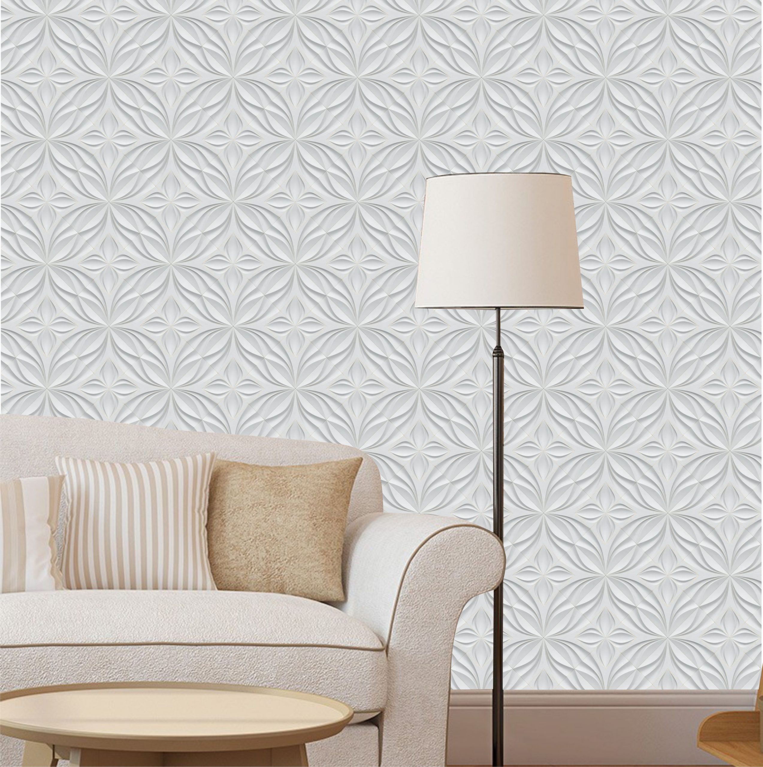 PAPEL PAREDE 3D COM LINHAS DOURADA - SALA - QUARTO