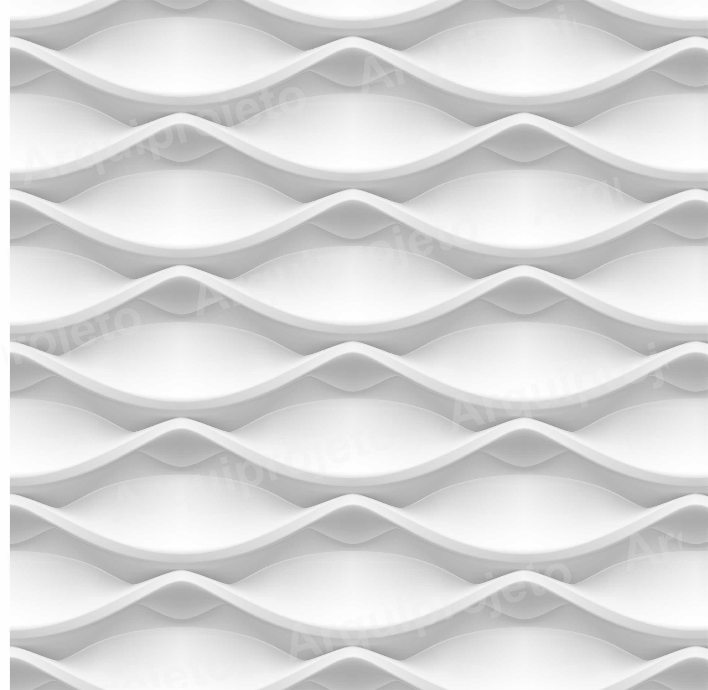 PAPEL DE PAREDE 3D WAVES BRANCO COM TONS DE CINZA