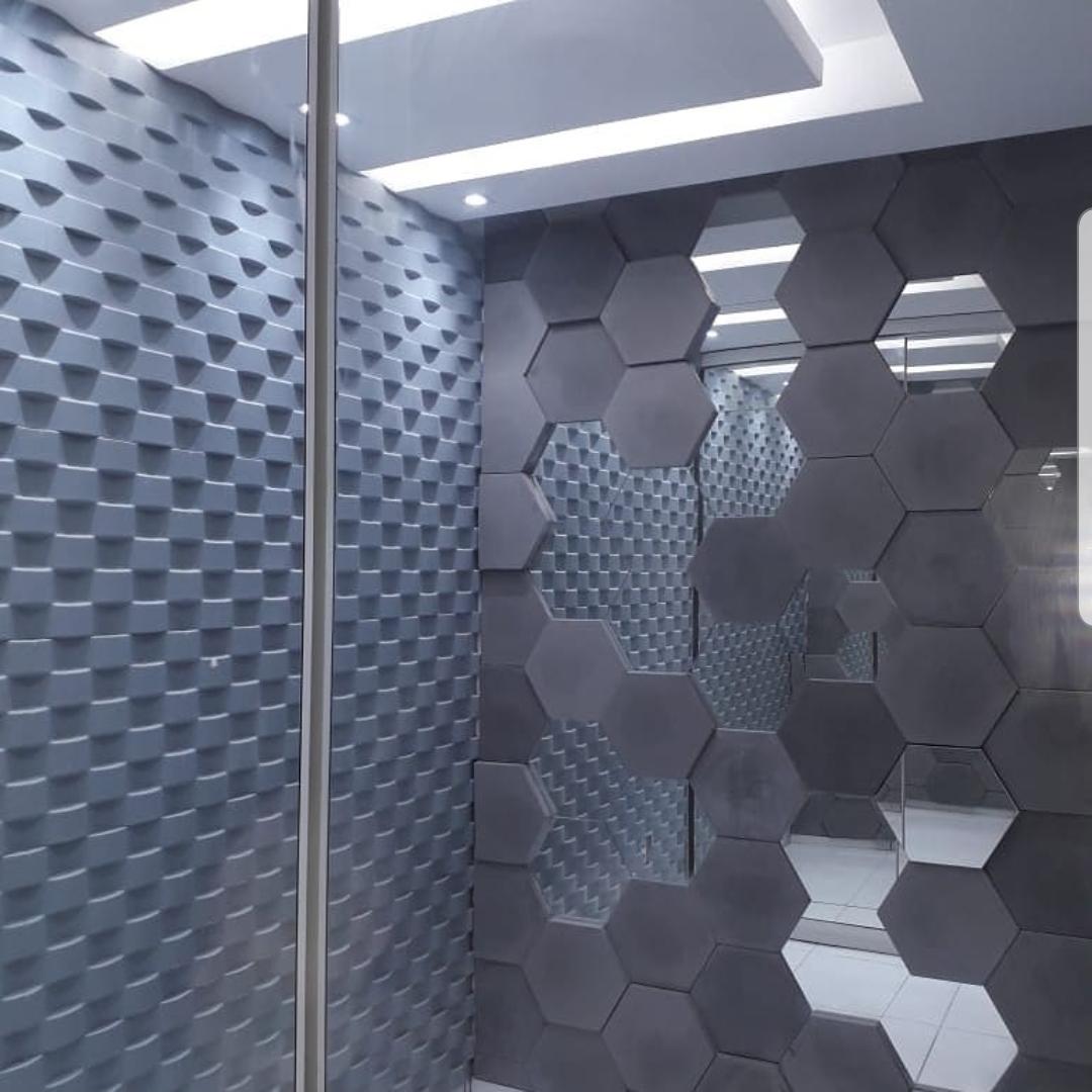 REVESTIMENTO 3D hexagonal – GESSO / CIMENTICIO