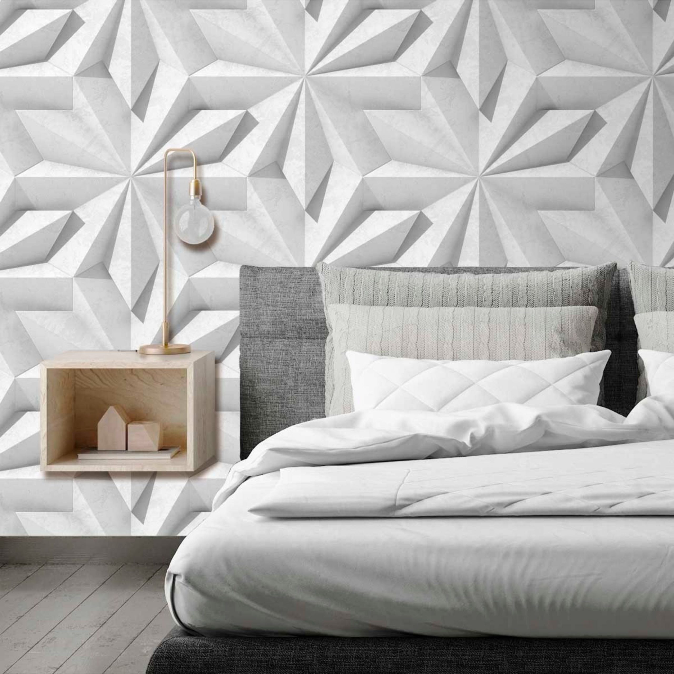 PAPEL PAREDE 3D - ESTRELAS GEOMETRICO