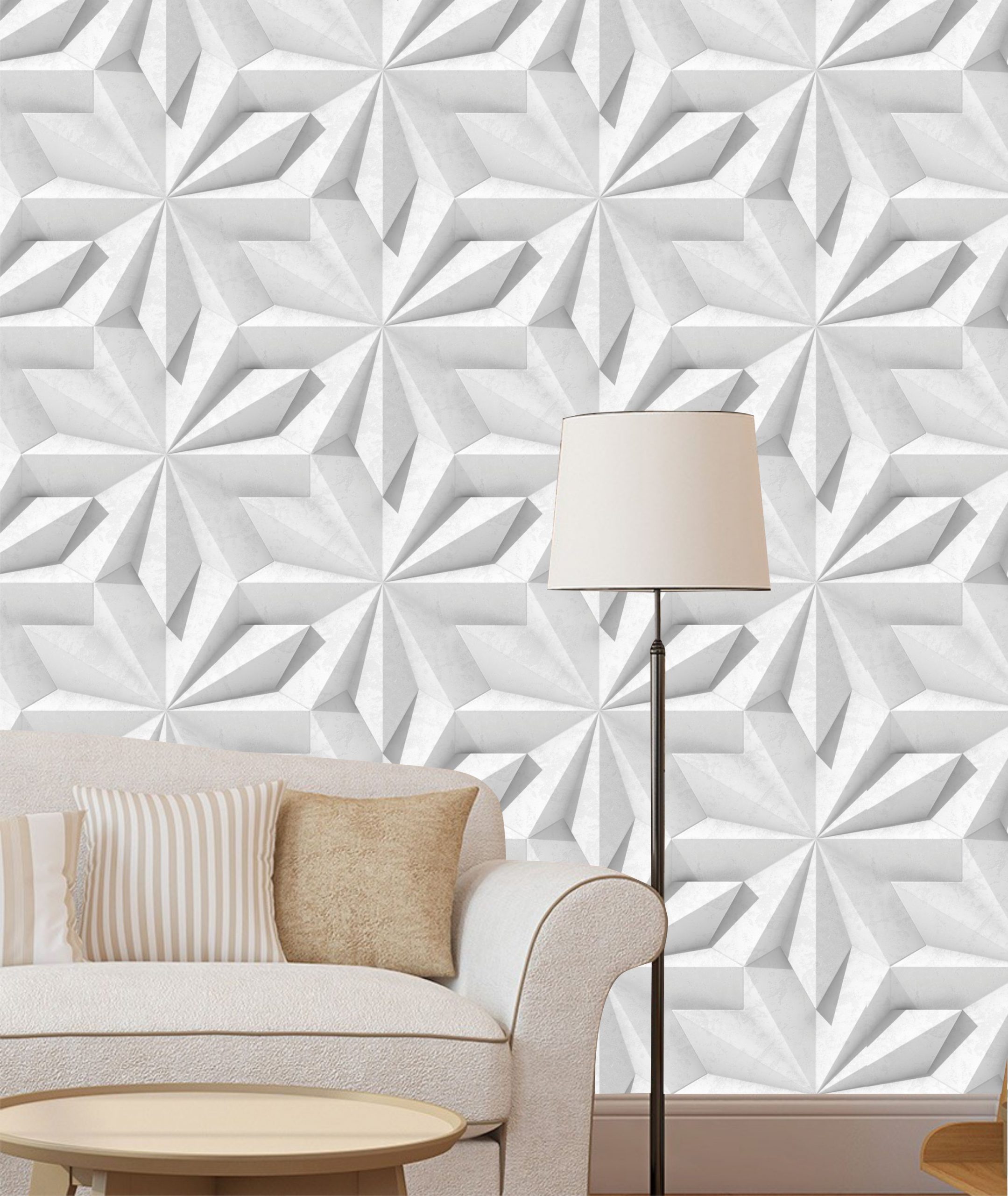 PAPEL PAREDE 3D - ESTRELAS GEOMETRICO