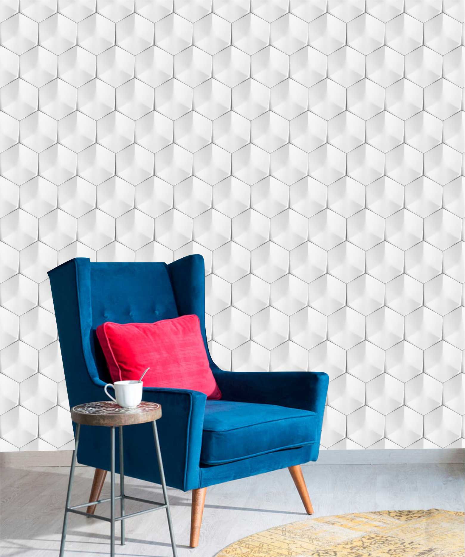 PAPEL DE PAREDE EFEITO 3D HEXAGONAL