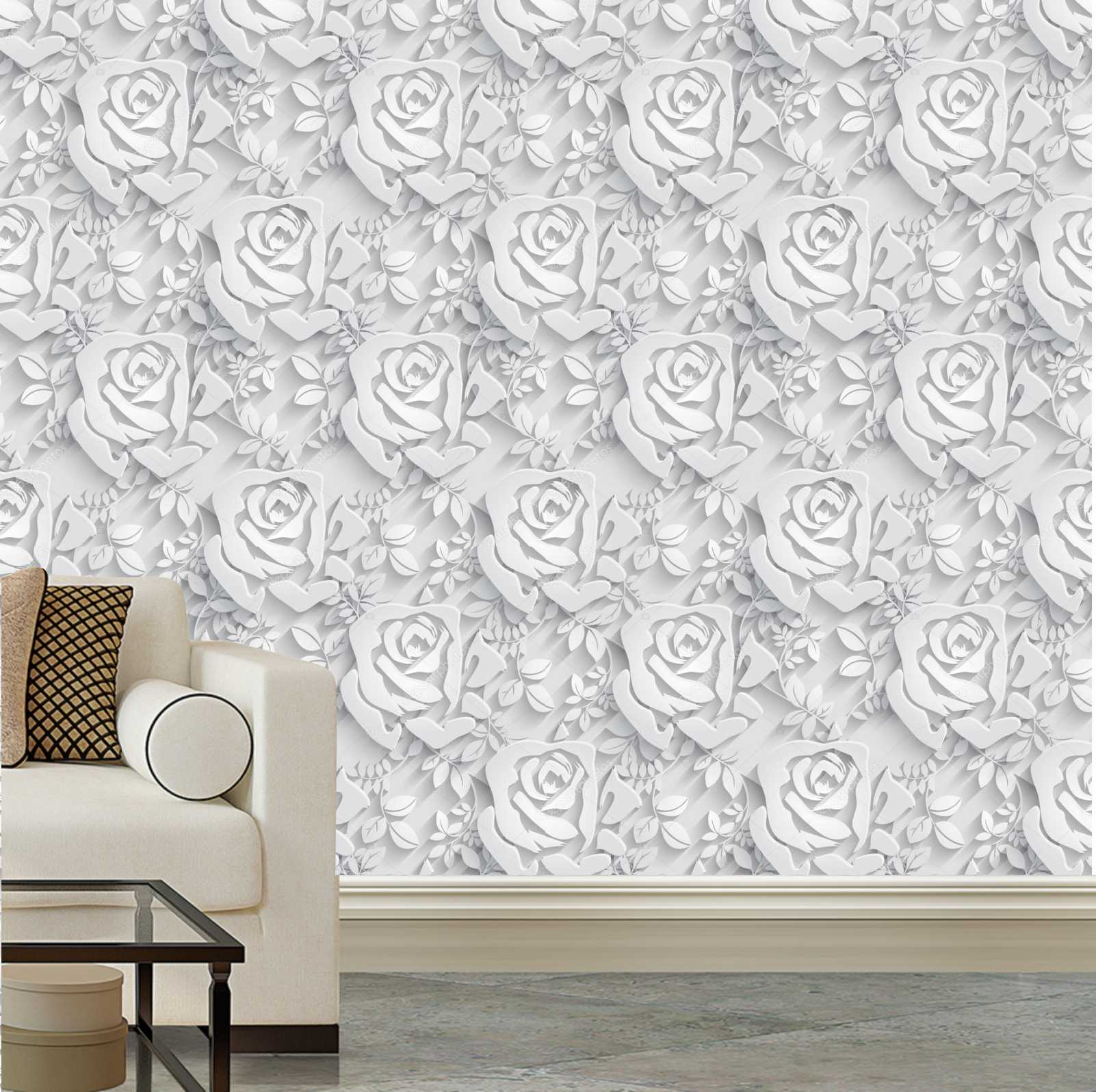 PAPEL DE PAREDE EFEITO 3D ROSAS FLORES