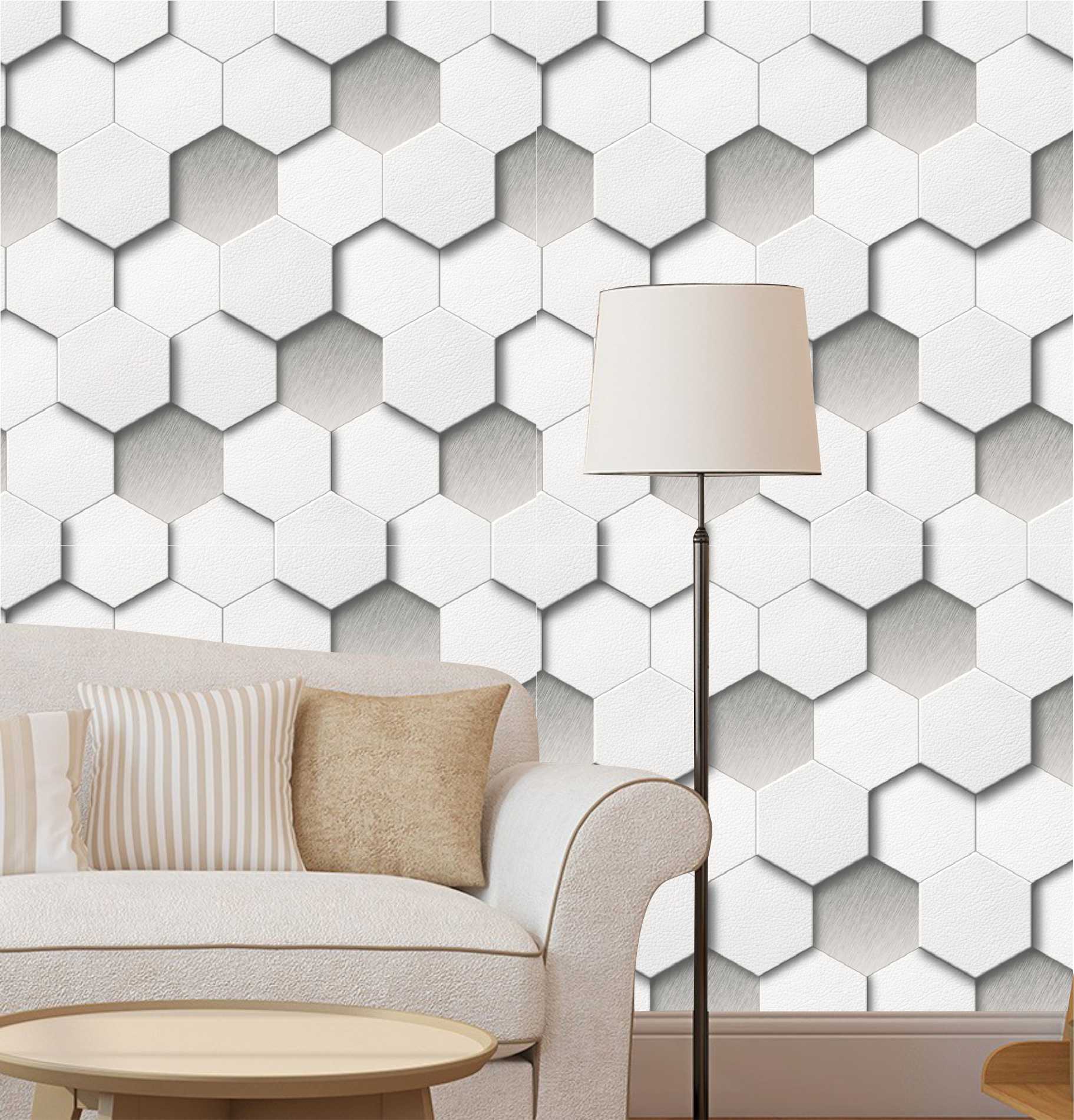 PAPEL DE PAREDE EFEITO 3D HEXAGONAL EFEITO