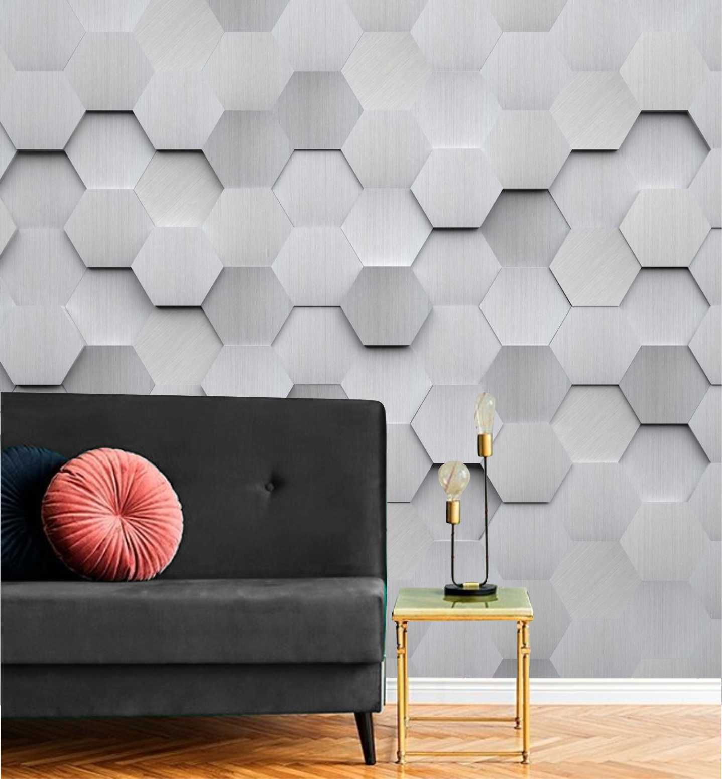 PAPEL DE PAREDE EFEITO 3D HEXAGONAL 2