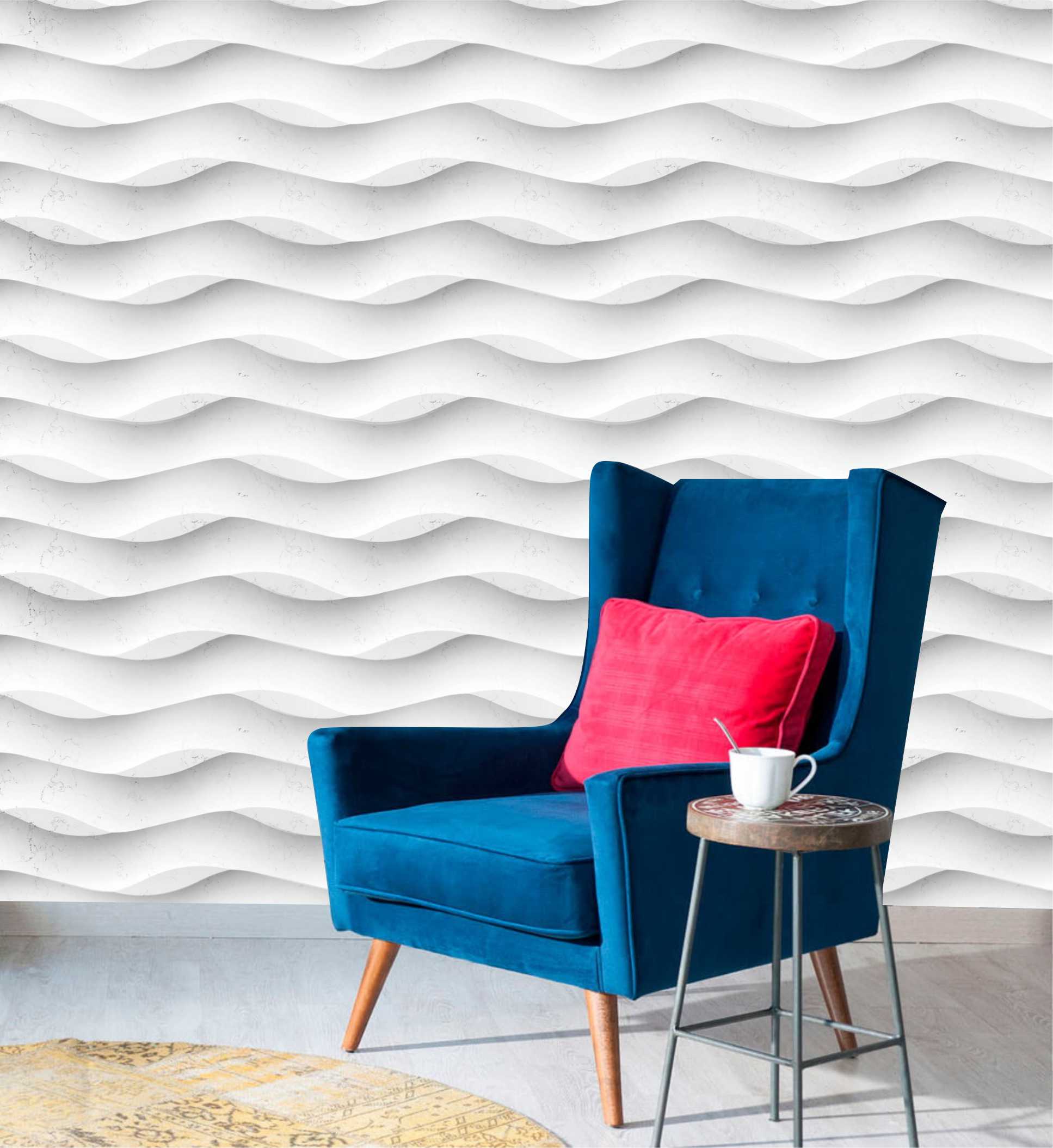 PAPEL DE PAREDE EFEITO 3D - ONDAS COM EFEITO PEDRA