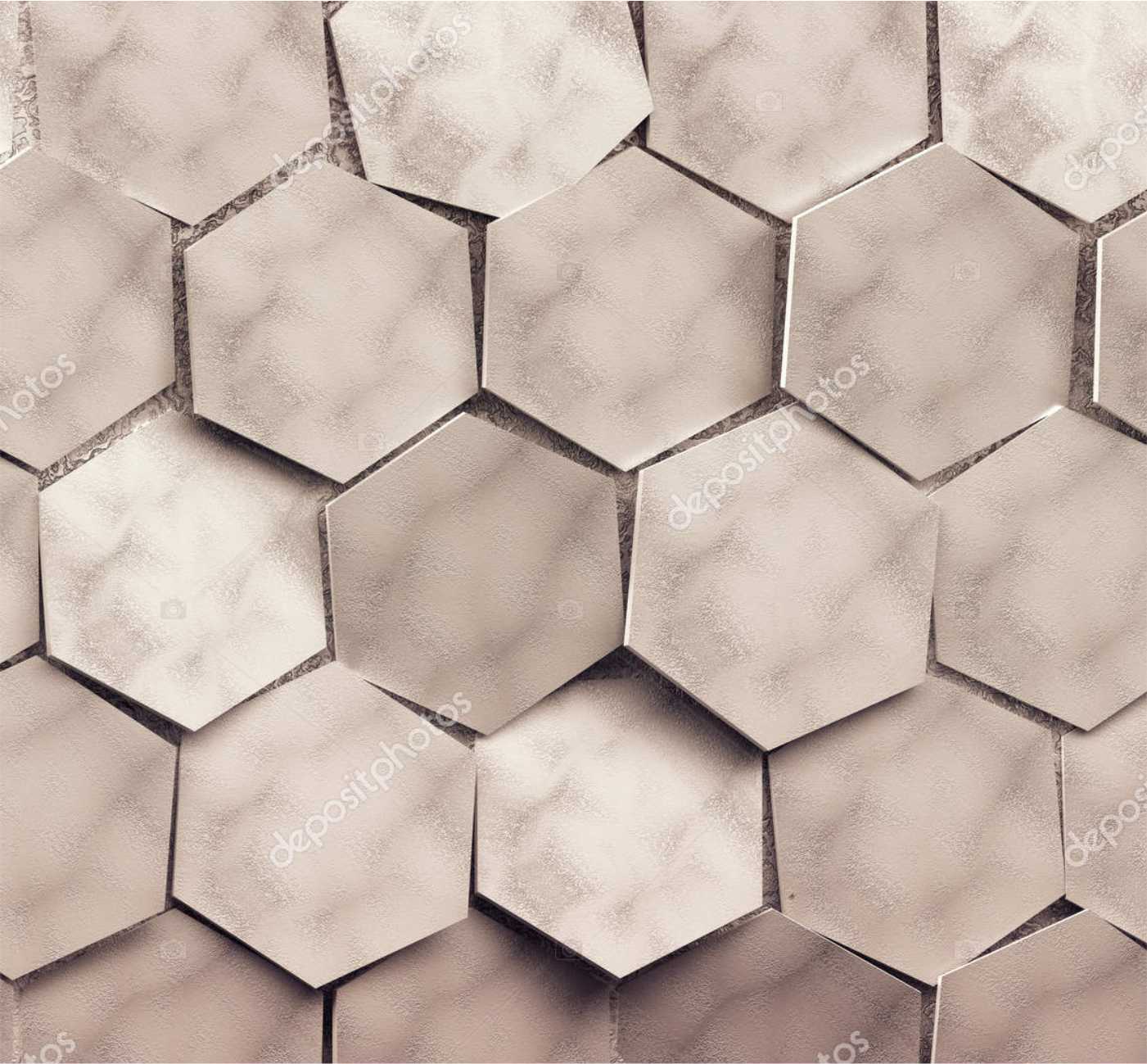 PAPEL DE PAREDE EFEITO 3D HEXAGONAL BEGE