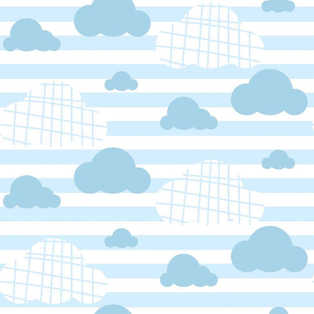PAPEL DE PAREDE LISTRADO COM NUVENS AZUIS