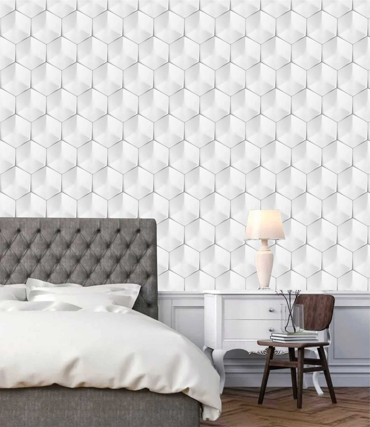 PAPEL DE PAREDE EFEITO 3D HEXAGONAL