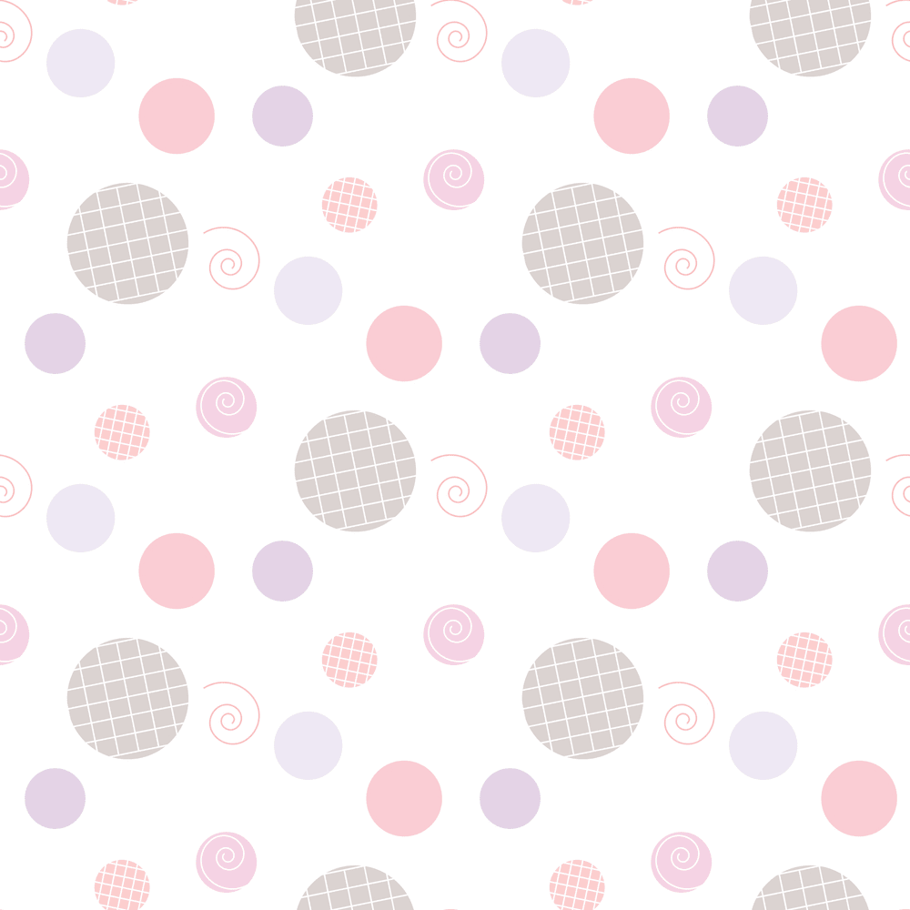 PAPEL DE PAREDE INFANTIL BOLINHAS ROSA, LILÁS E CINZA