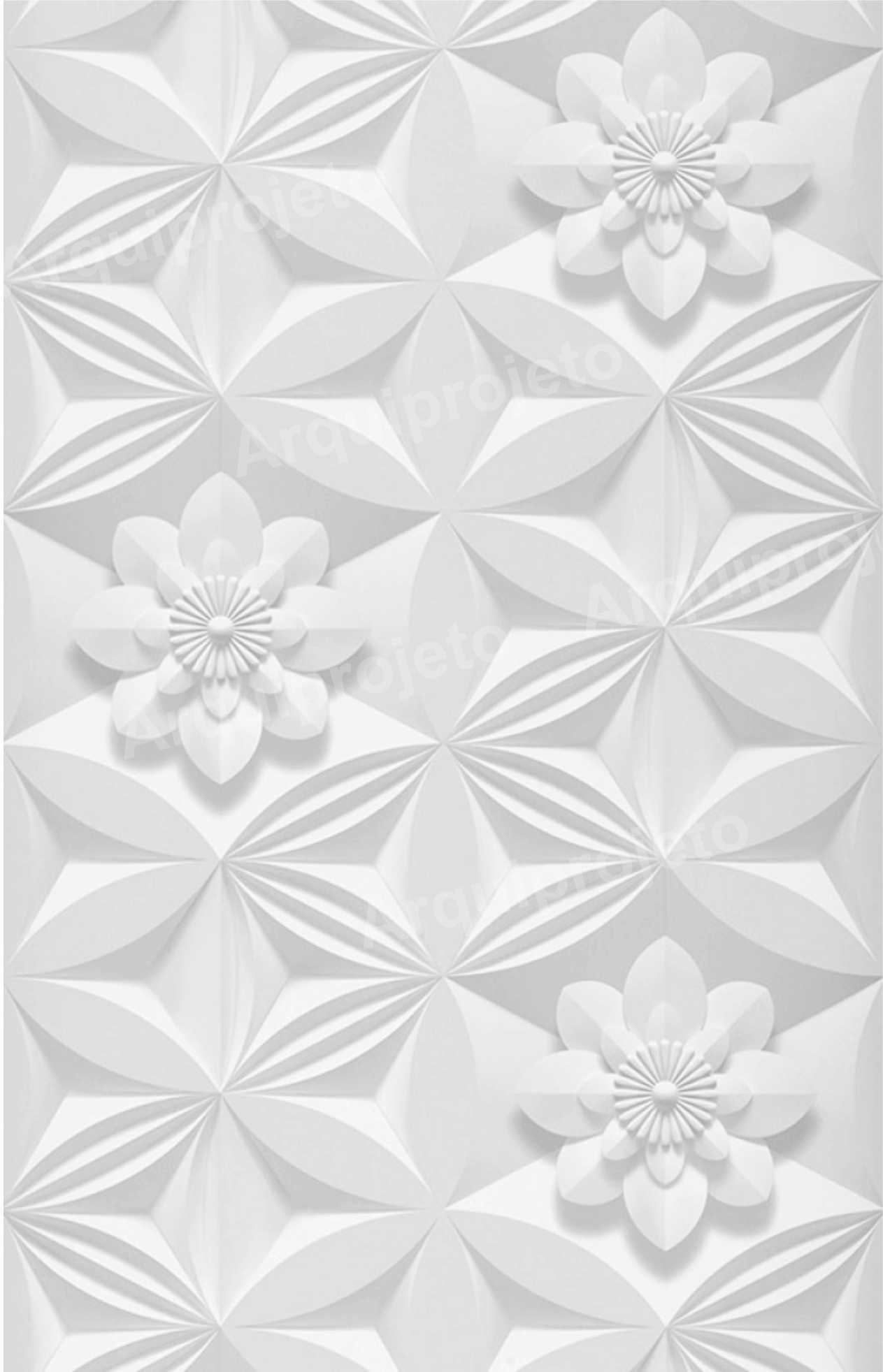PAPEL DE PAREDE 3D FLORES E FOLHAS