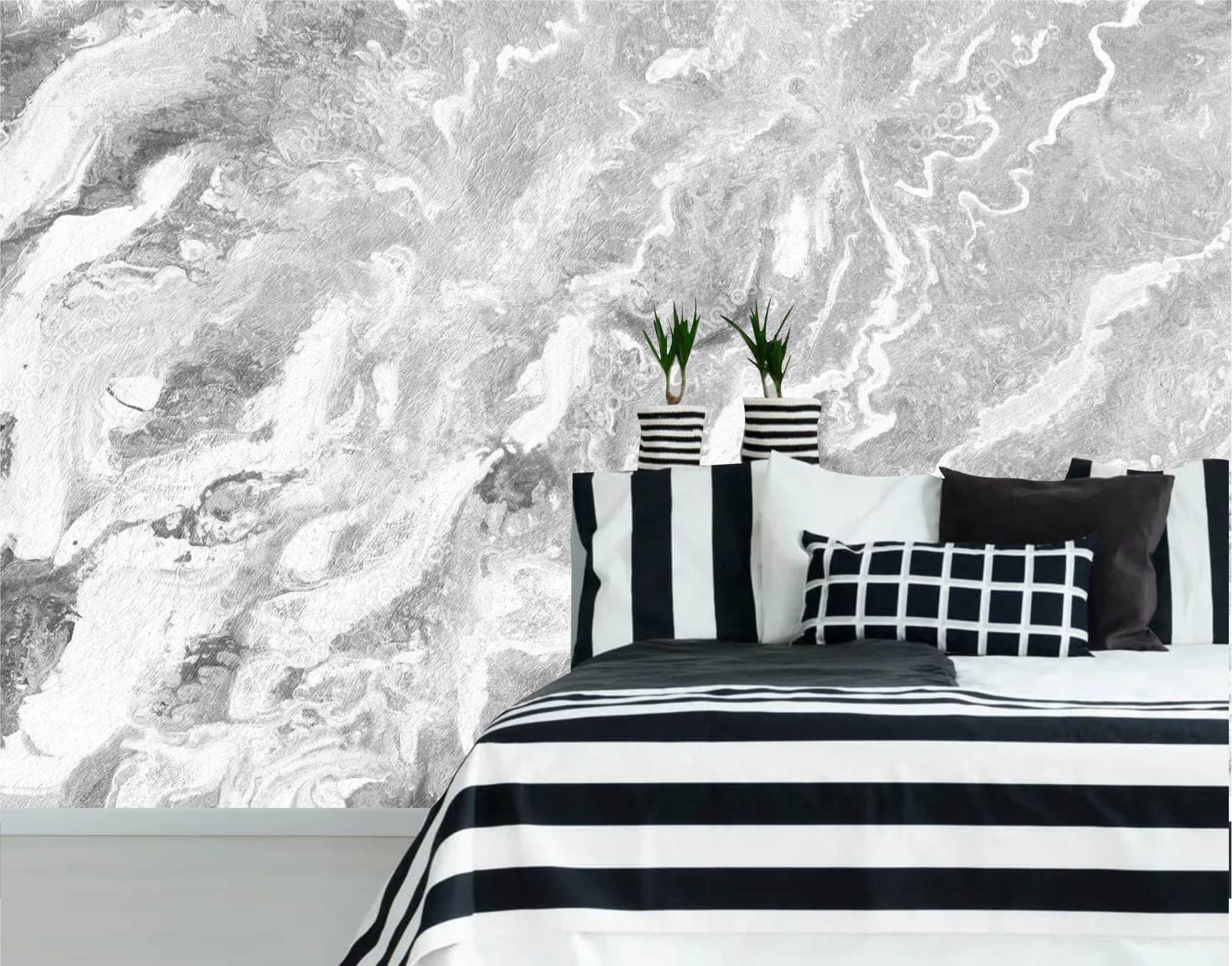 PAPEL DE PAREDE EFEITO MÁRMORE TONS DE CINZA E BRANCO