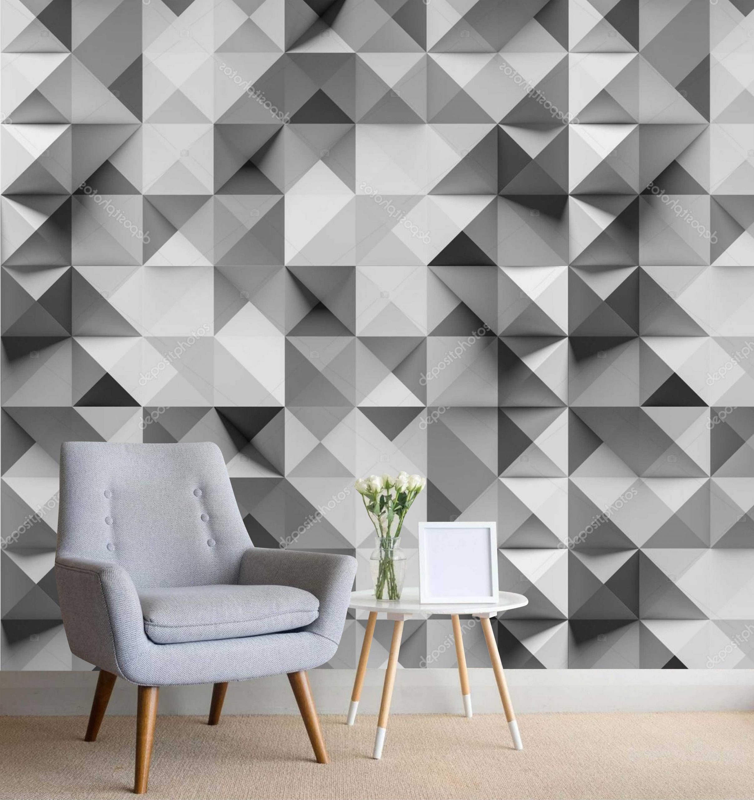 PAPEL PAREDE EFEITO 3D - QUADRADOS CINZAS