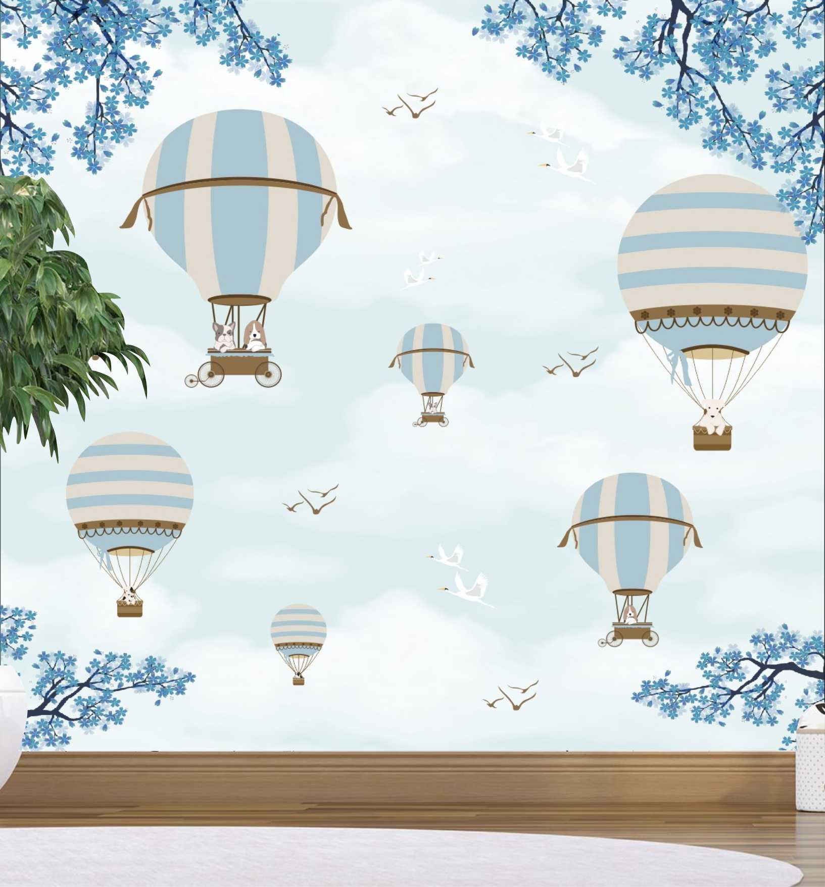 PAPEL DE PAREDE BALÕES E NUVENS