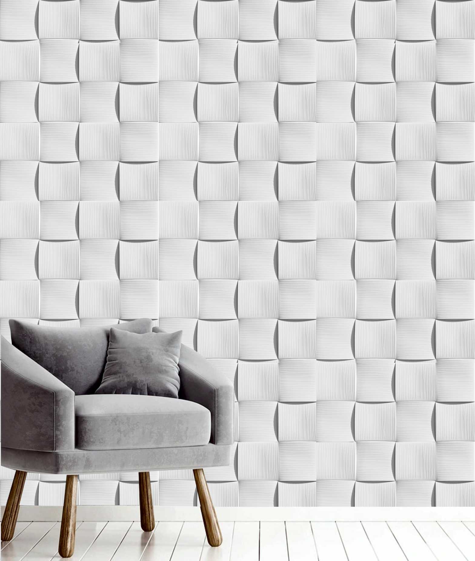 PAPEL DE PAREDE EFEITO 3D - PEDRAS QUADRADAS