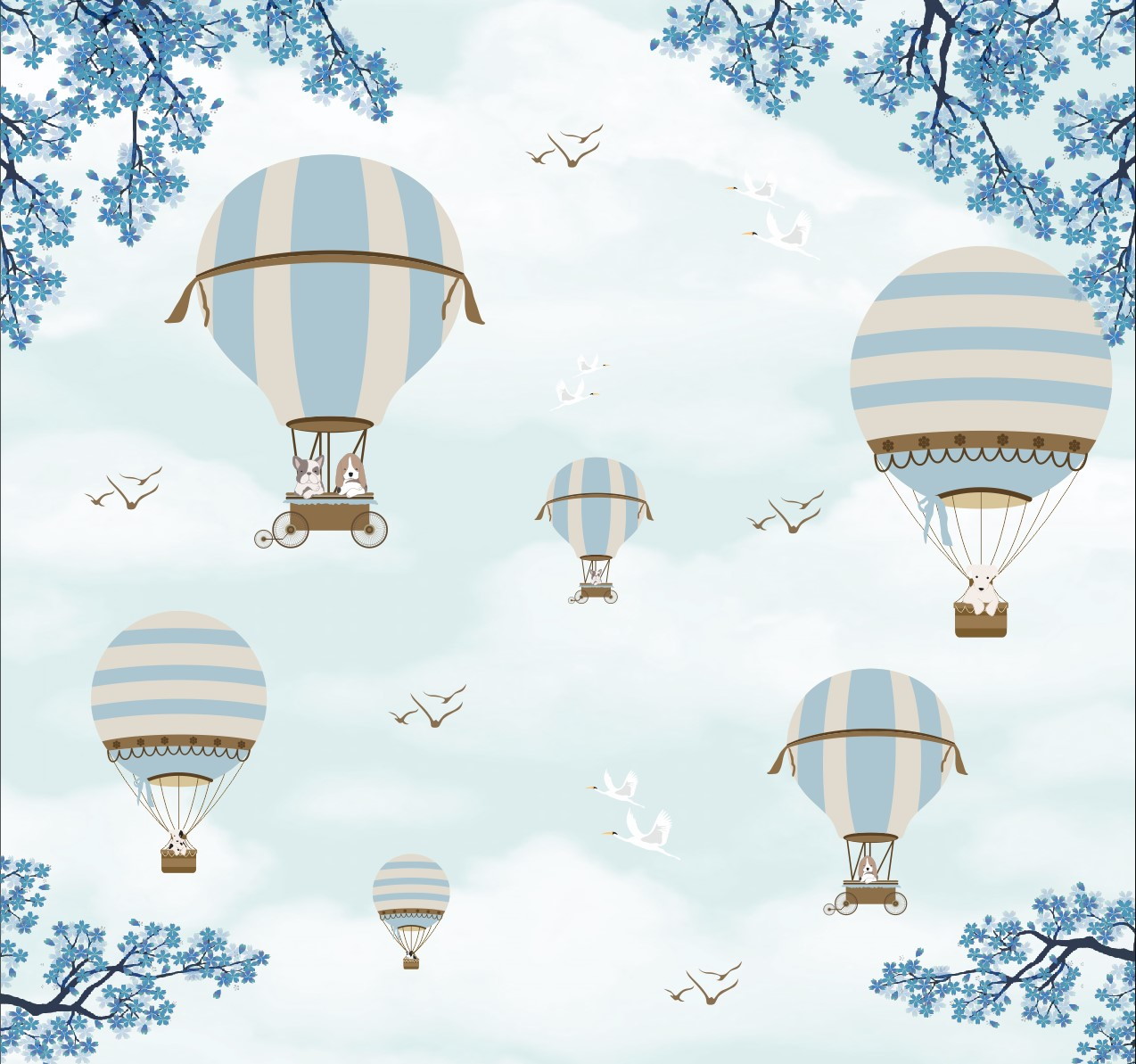 PAPEL DE PAREDE BALÕES E NUVENS