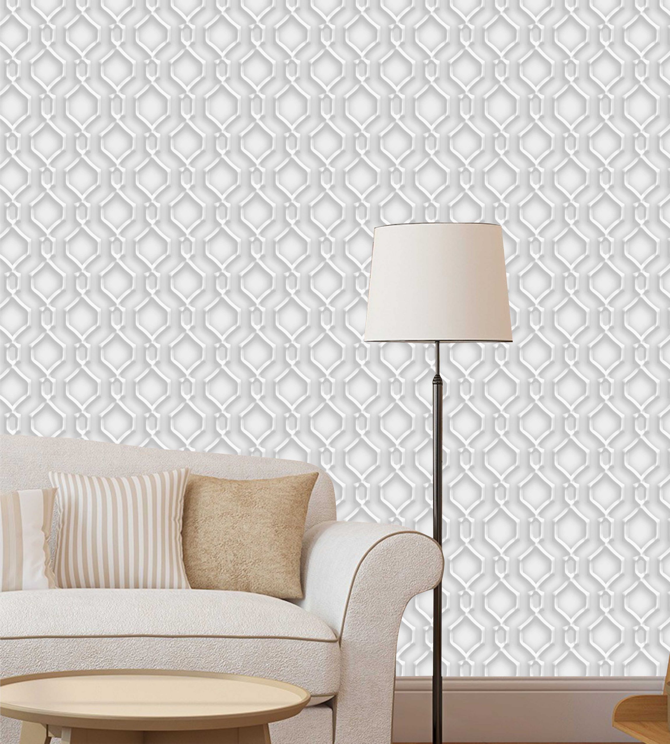 PAPEL DE PAREDE EFEITO 3D VINTAGE - CINZA E BEGE