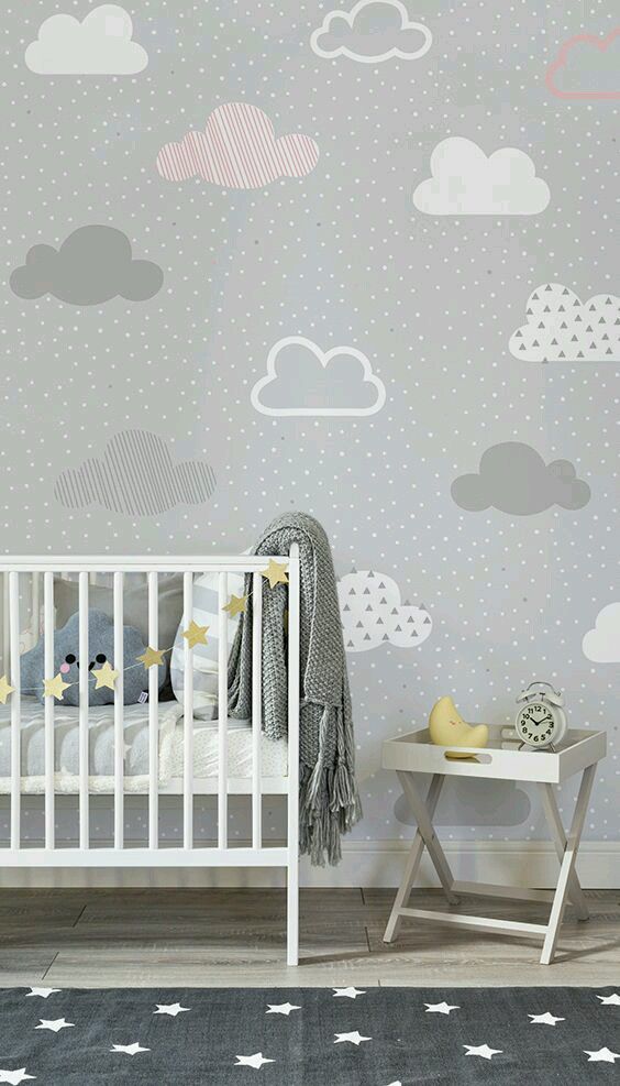 PAPEL DE PAREDE NUVENS COM FUNDO CINZA POA