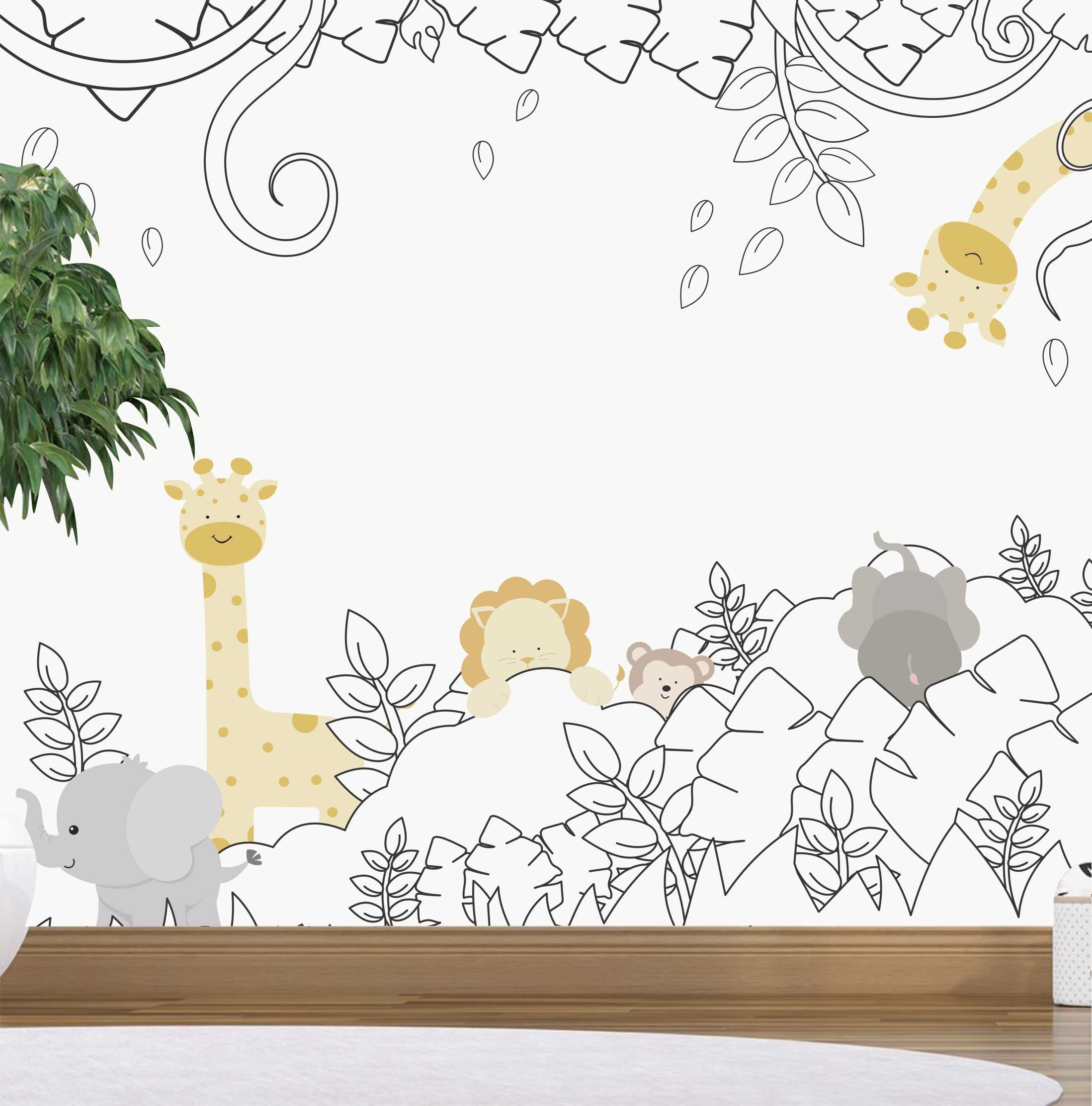 PAPEL DE PAREDE SAFÁRI FUNDO TRAÇADO