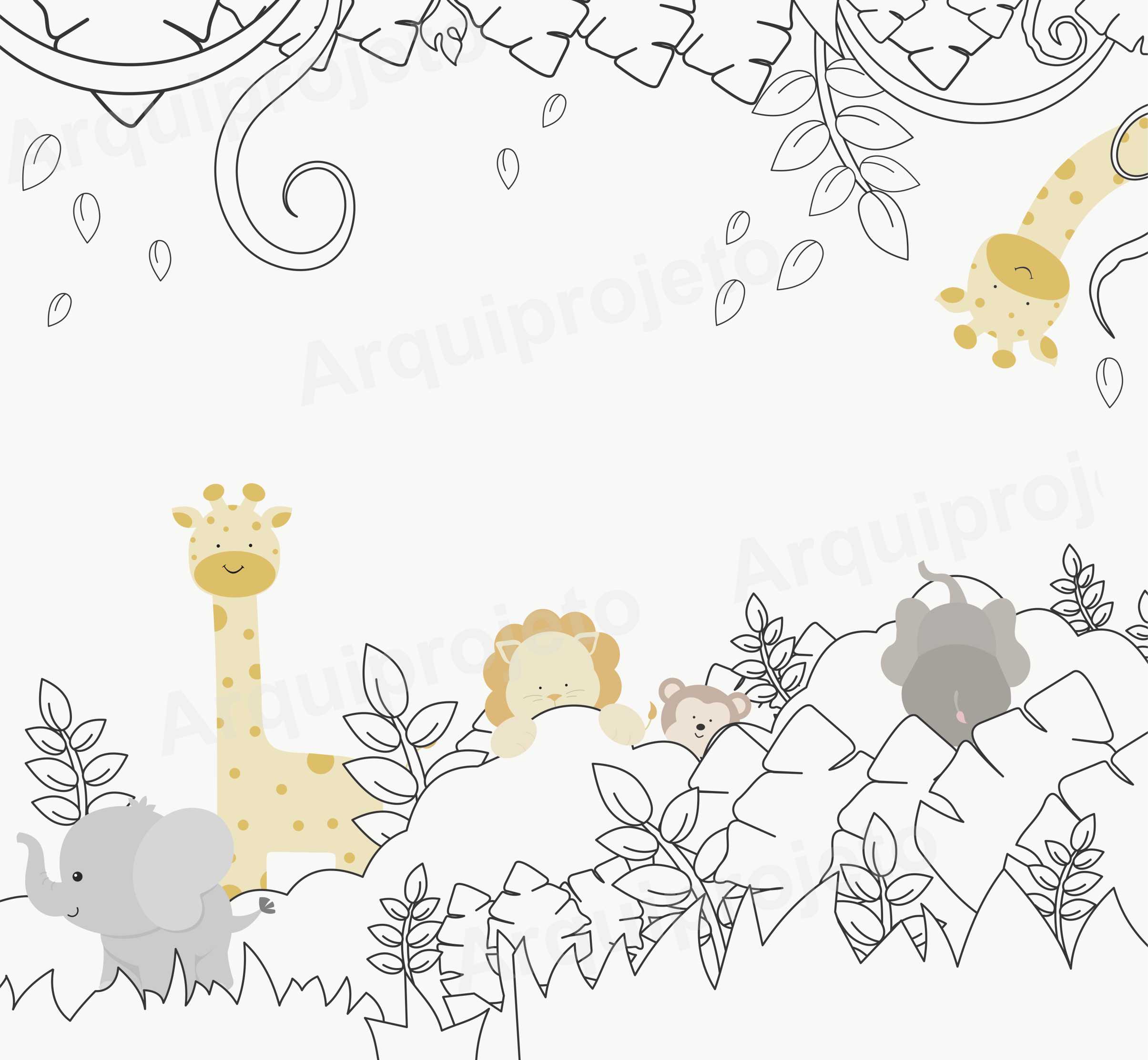 PAPEL DE PAREDE SAFÁRI FUNDO TRAÇADO