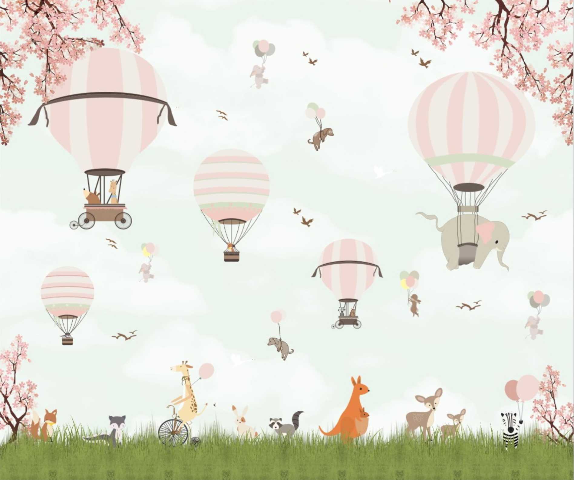 PAPEL DE PAREDE BALÕES E ANIMAIS VOANDO
