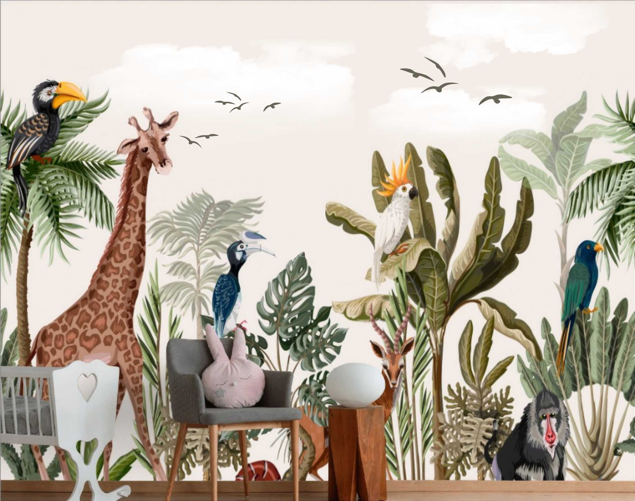 PAPEL DE PAREDE SAFÁRI TIPO AQUARELA