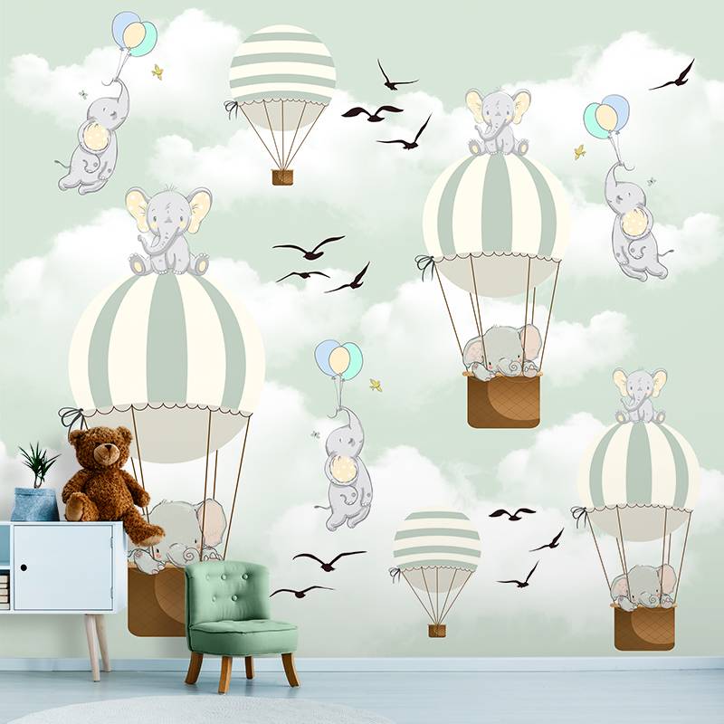 PAPEL DE PAREDE BALÕES E ANIMAIS VOANDO