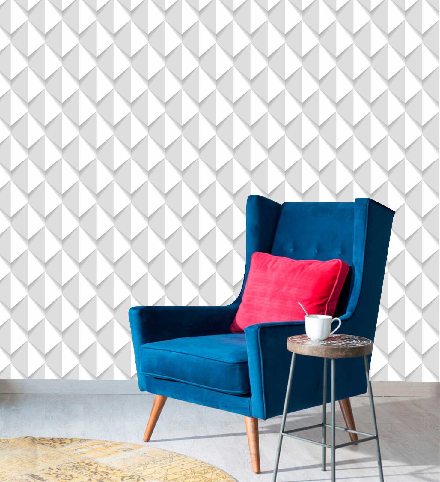 PAPEL PAREDE EFEITO 3D PONTAS TRIANGULAR