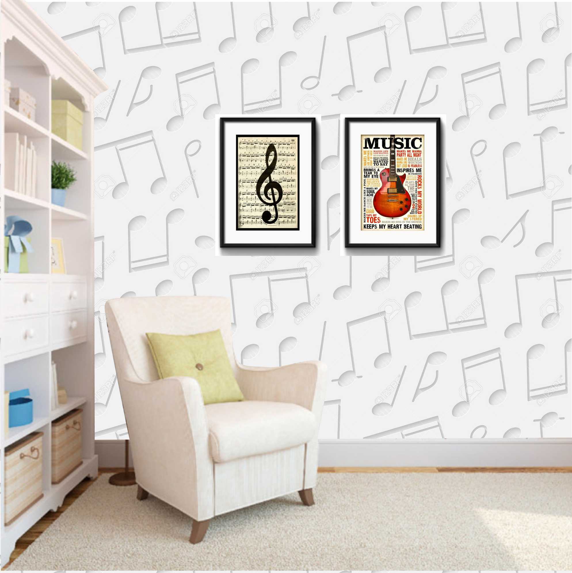 PAPEL DE PAREDE EFEITO 3D MUSICA - TEMA NOTA MUSICAL