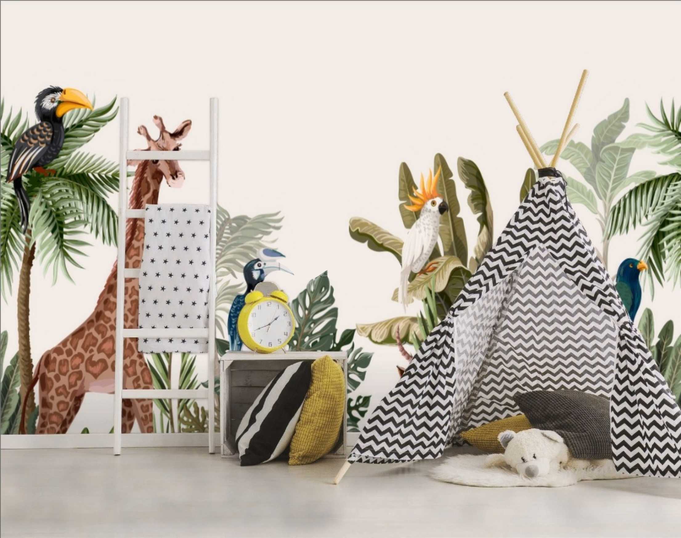 PAPEL DE PAREDE SAFÁRI TIPO AQUARELA