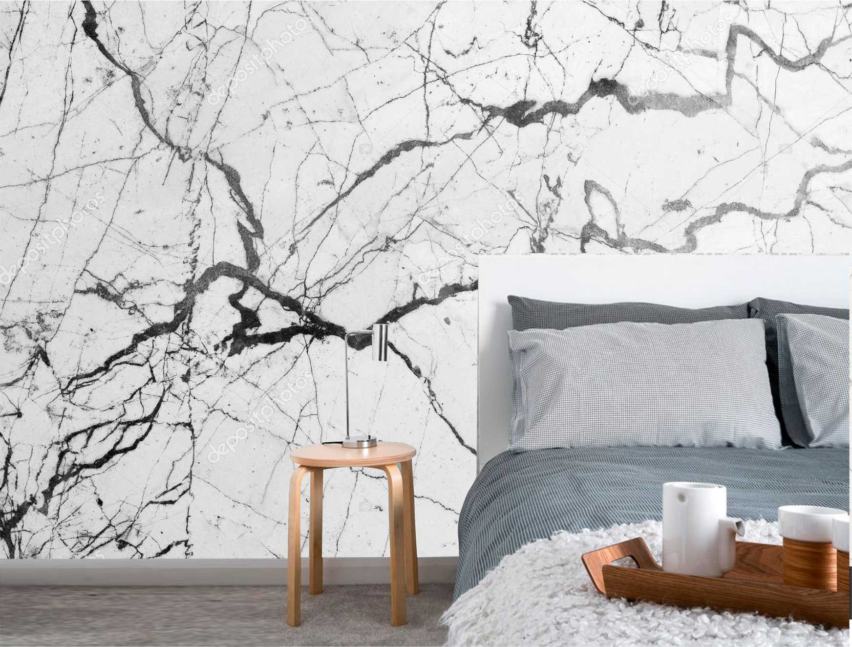 PAPEL DE PAREDE EFEITO MÁRMORE PRETO E BRANCO