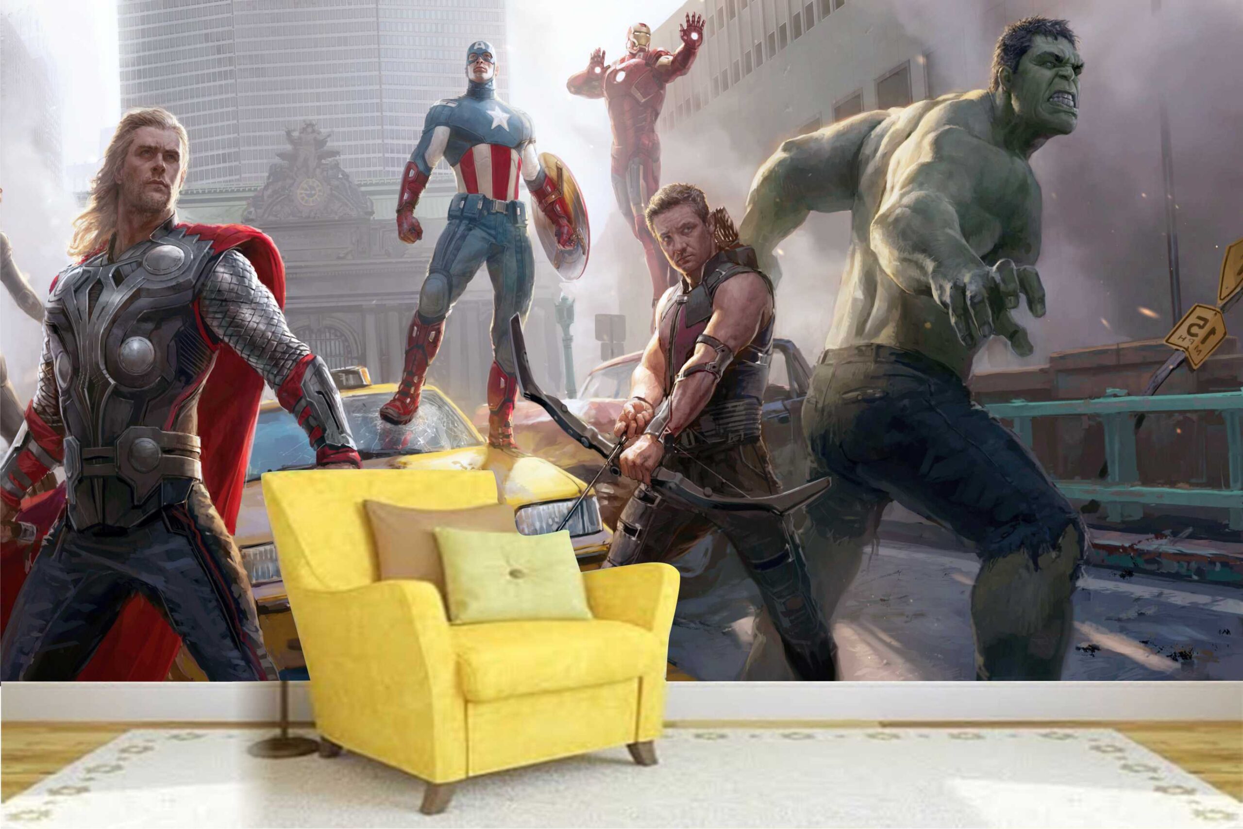 PAPEL DE PAREDE VINGADORES AQUARELADO