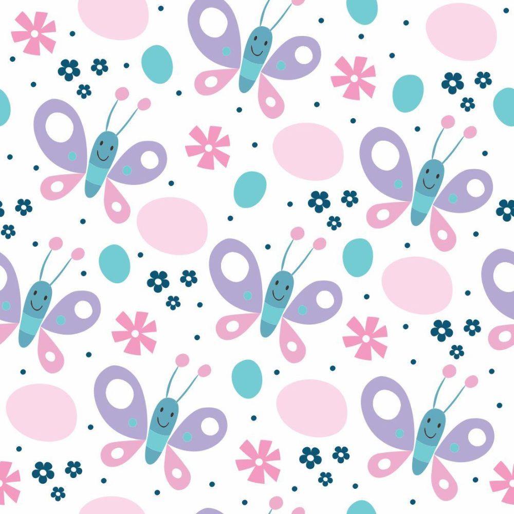 PAPEL DE PAREDE BORBOLETAS COM FLORES