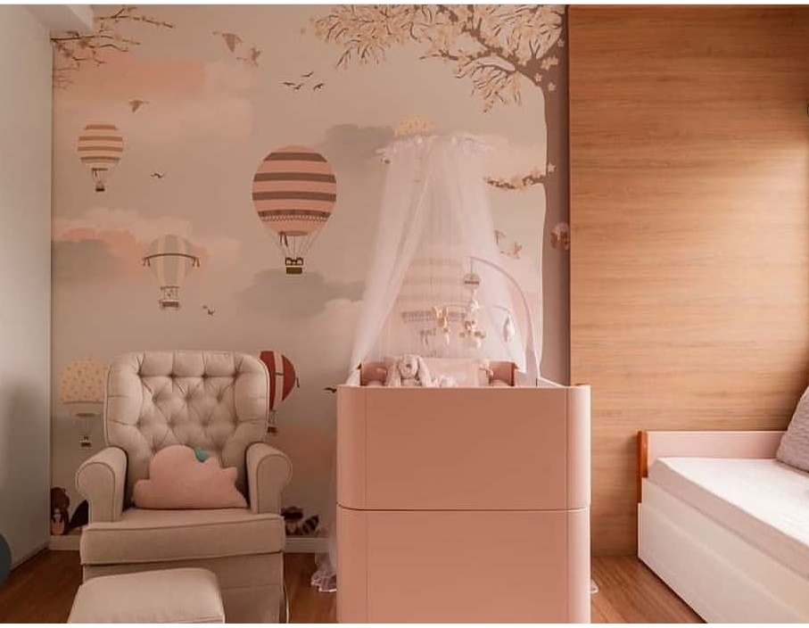 PAPEL PAREDE ARVORE COM BALÕES E ANIMAIS FLORESTA safari