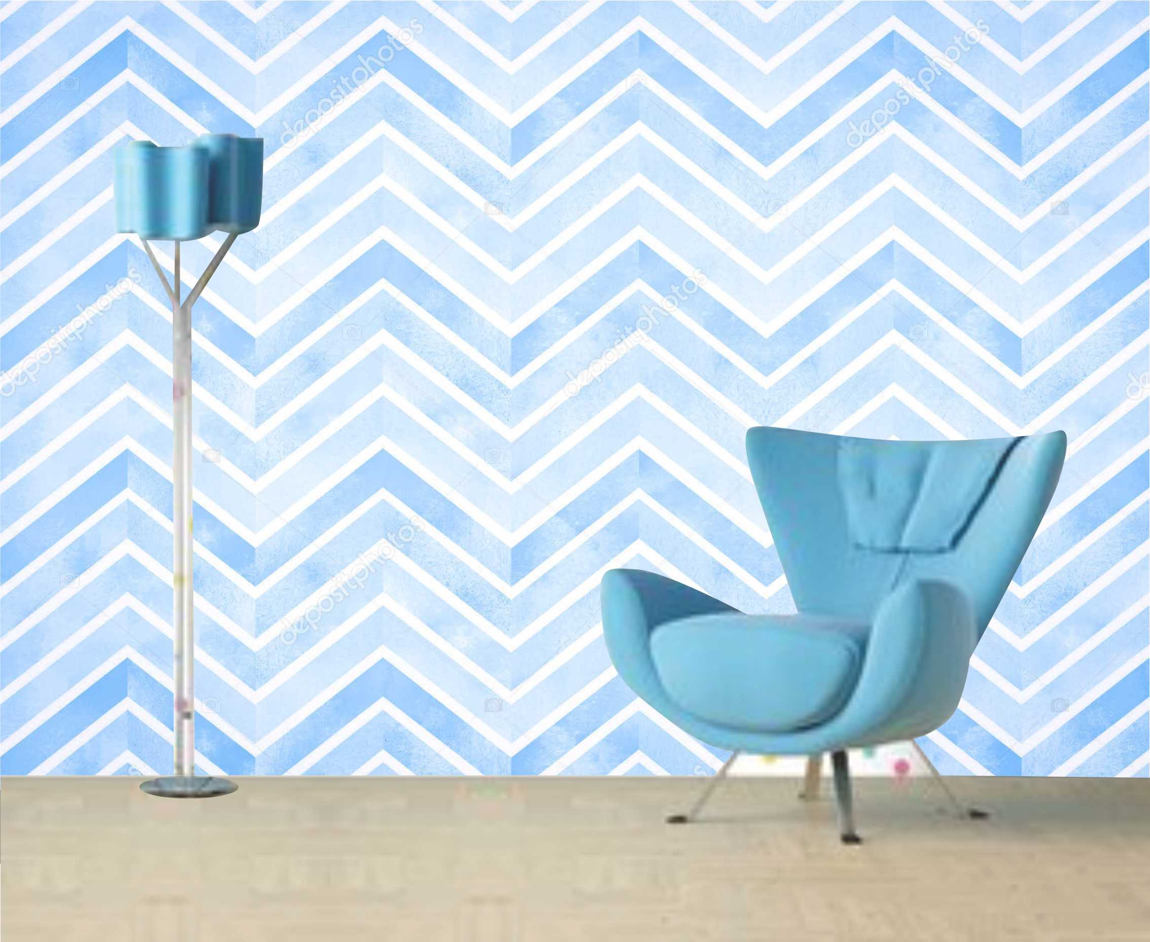 PAPEL DE PAREDE CHEVRON AZUL COM EFEITO MANCHADO