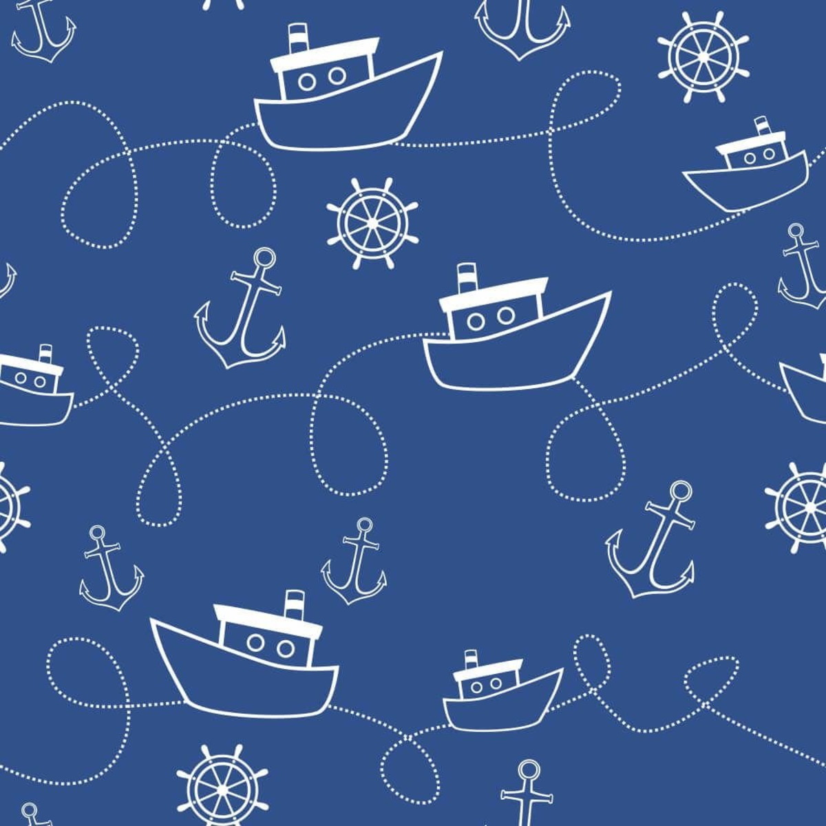PAPEL DE PAREDE BARQUINHO MARINHEIRO FUNDO AZUL