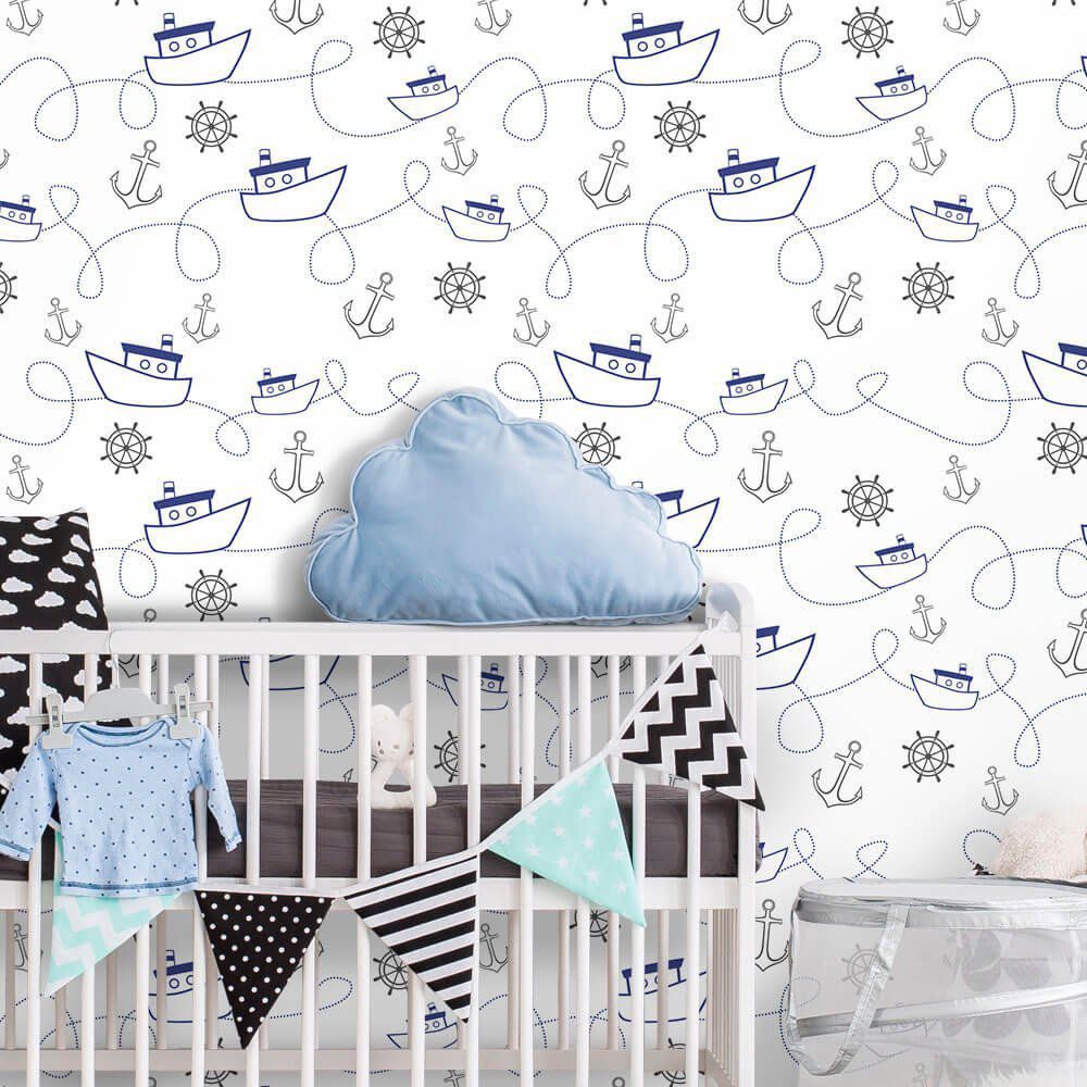 PAPEL DE PAREDE INFANTIL- BARQUINHO MARINHEIRO