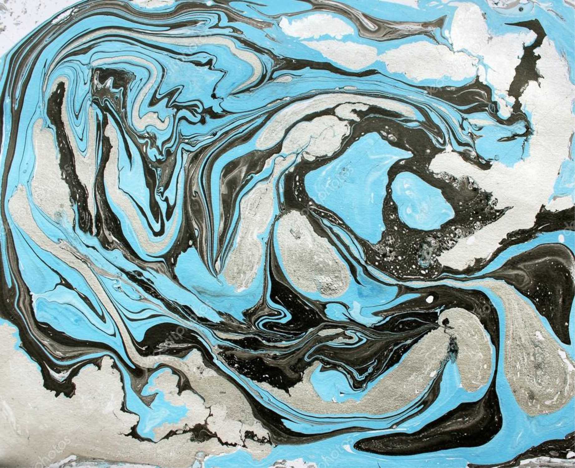 PAPEL PAREDE PINTURA AZUL CINZA E PRETO