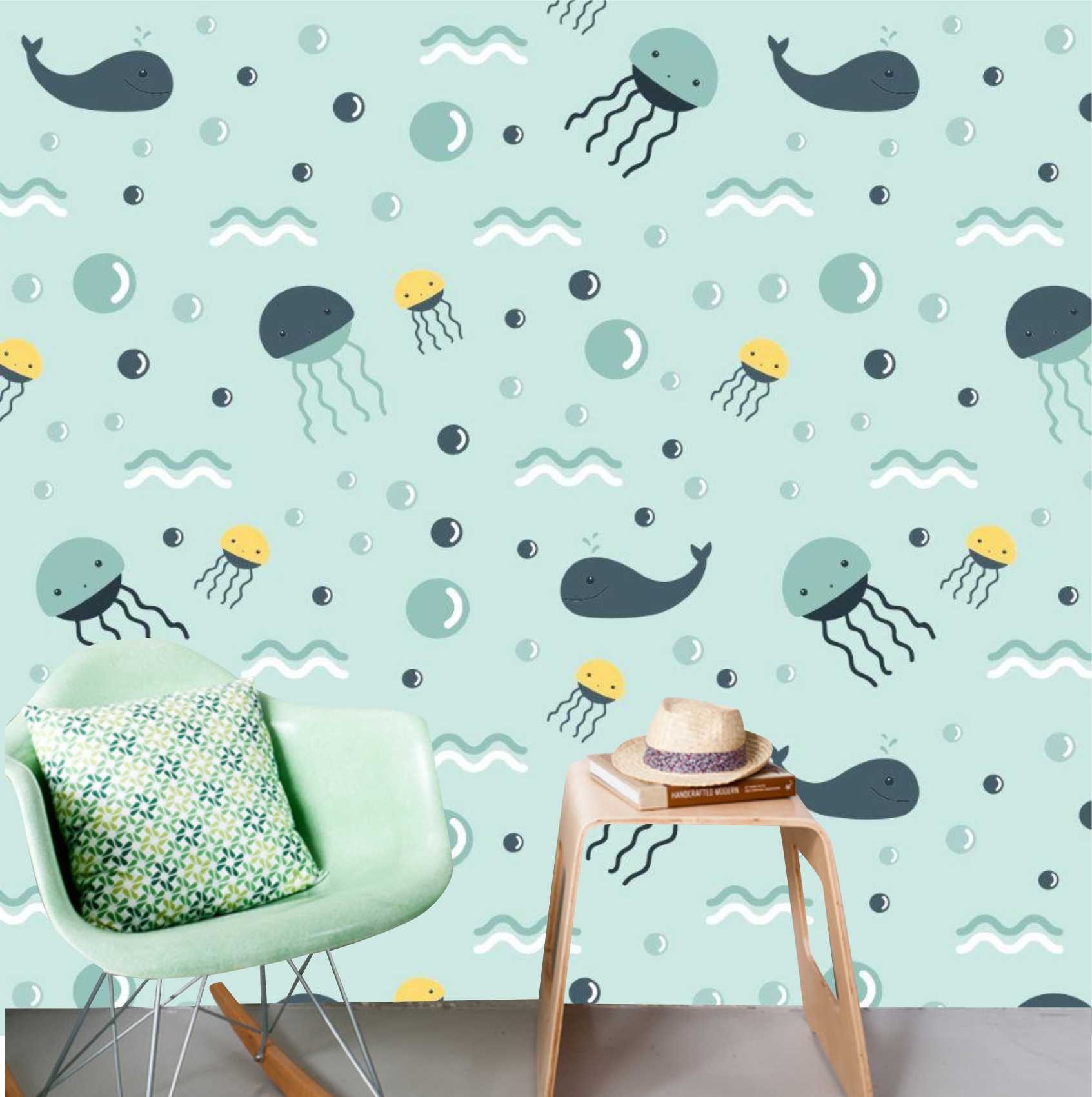 PAPEL DE PAREDE FUNDO DO MAR - FUNDO VERDE
