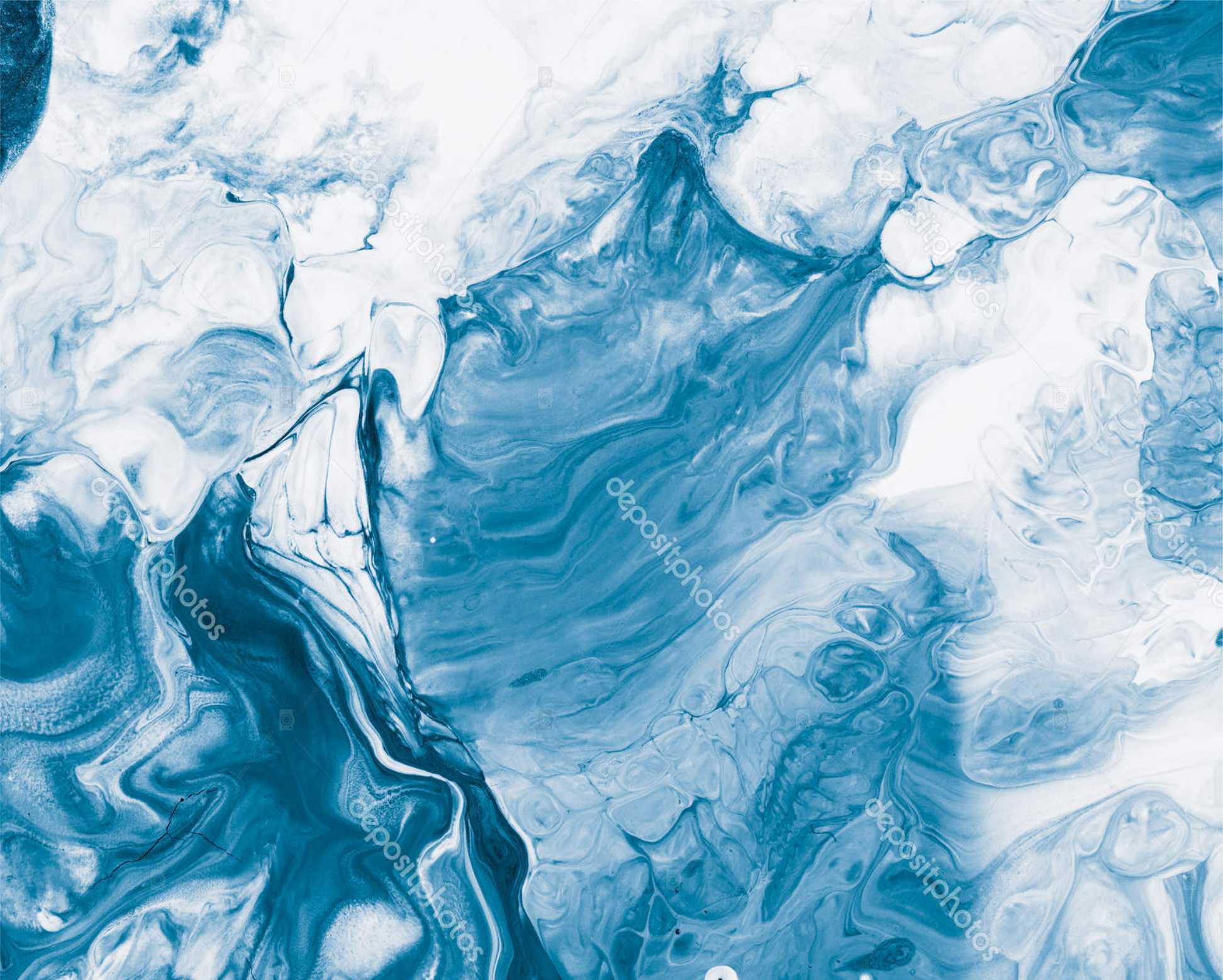 PAPEL DE PAREDE EFEITO MÁRMORE AZUL COM BRANCO