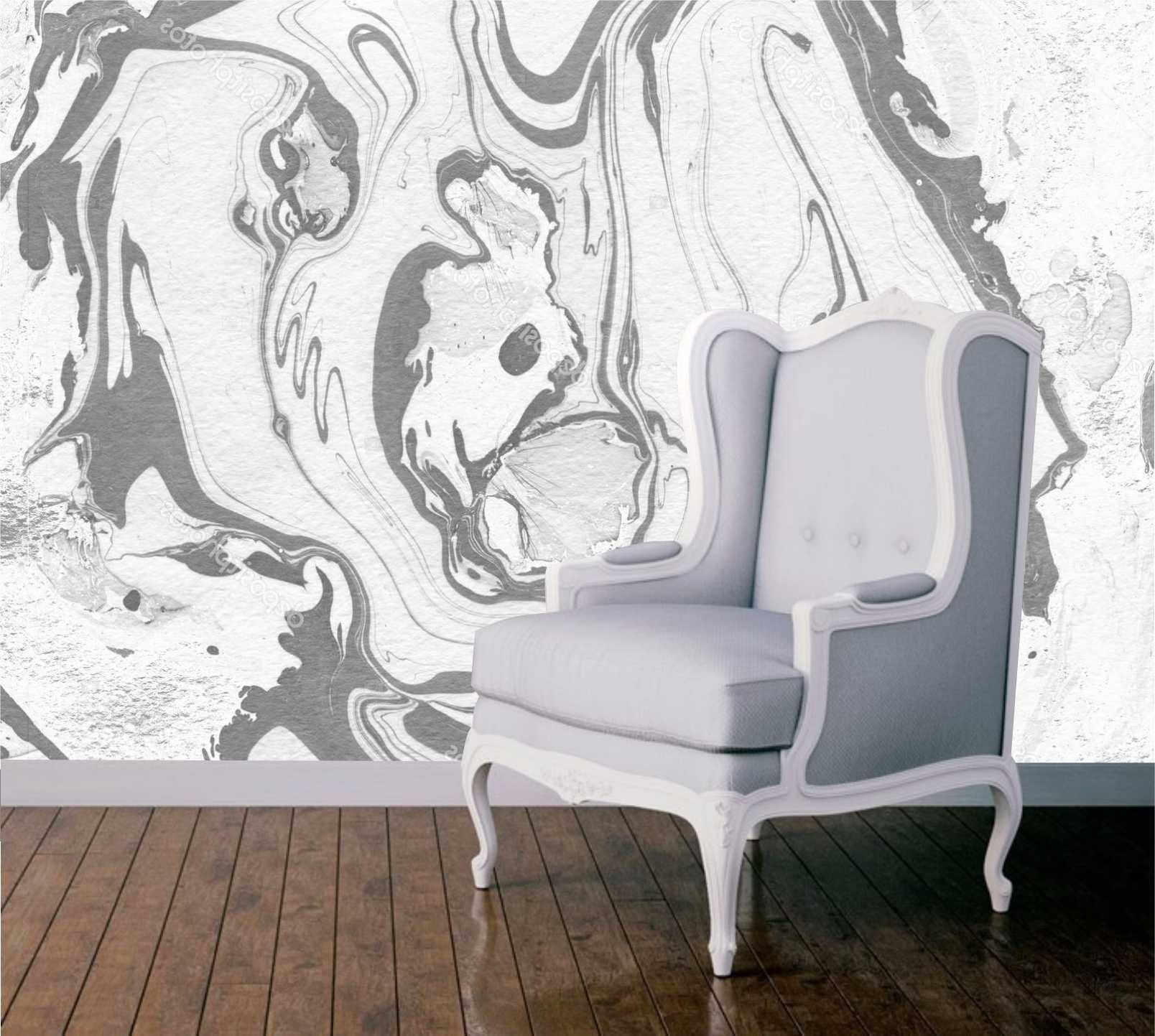 PAPEL DE PAREDE PINTURA CINZA COM BRANCO