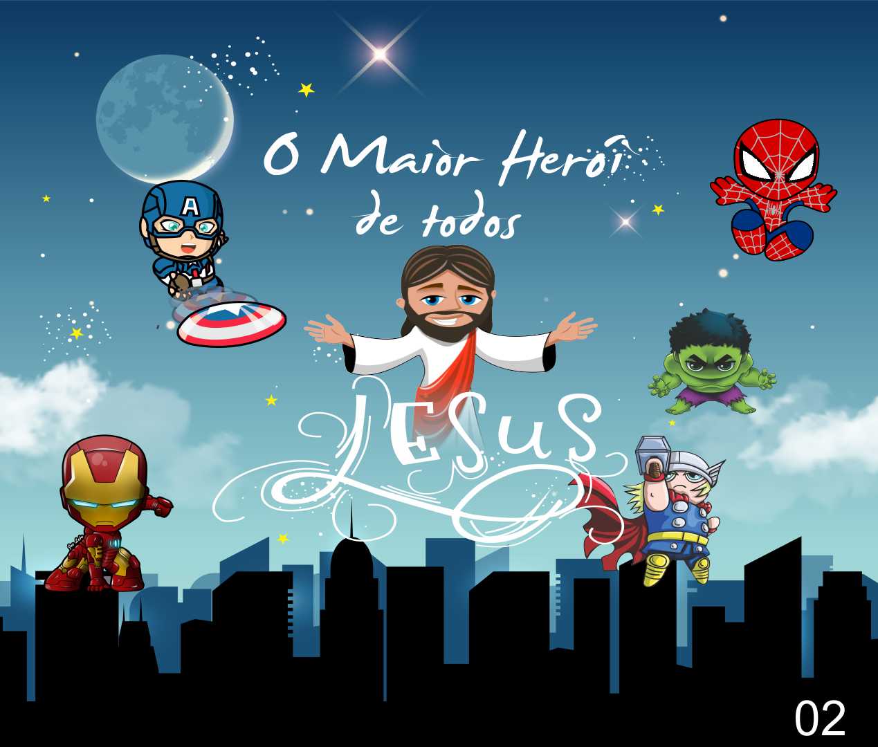 PAPEL DE PAREDE INFANTIL MAIOR HERÓI DE TODOS JESUS 02