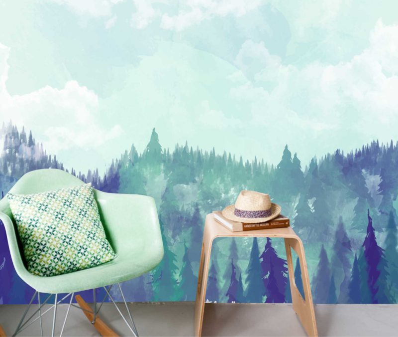 PAPEL DE PAREDE MONTANHAS AQUARELA COM OU SEM BALÕES