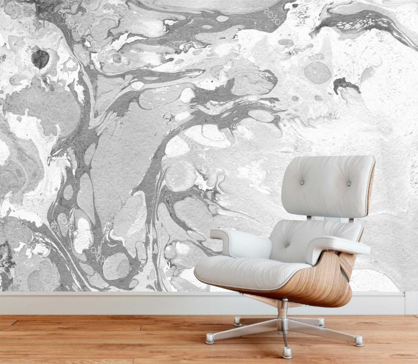 PAPEL PAREDE EFEITO MÁRMORE PINTURA CINZA E BRANCO