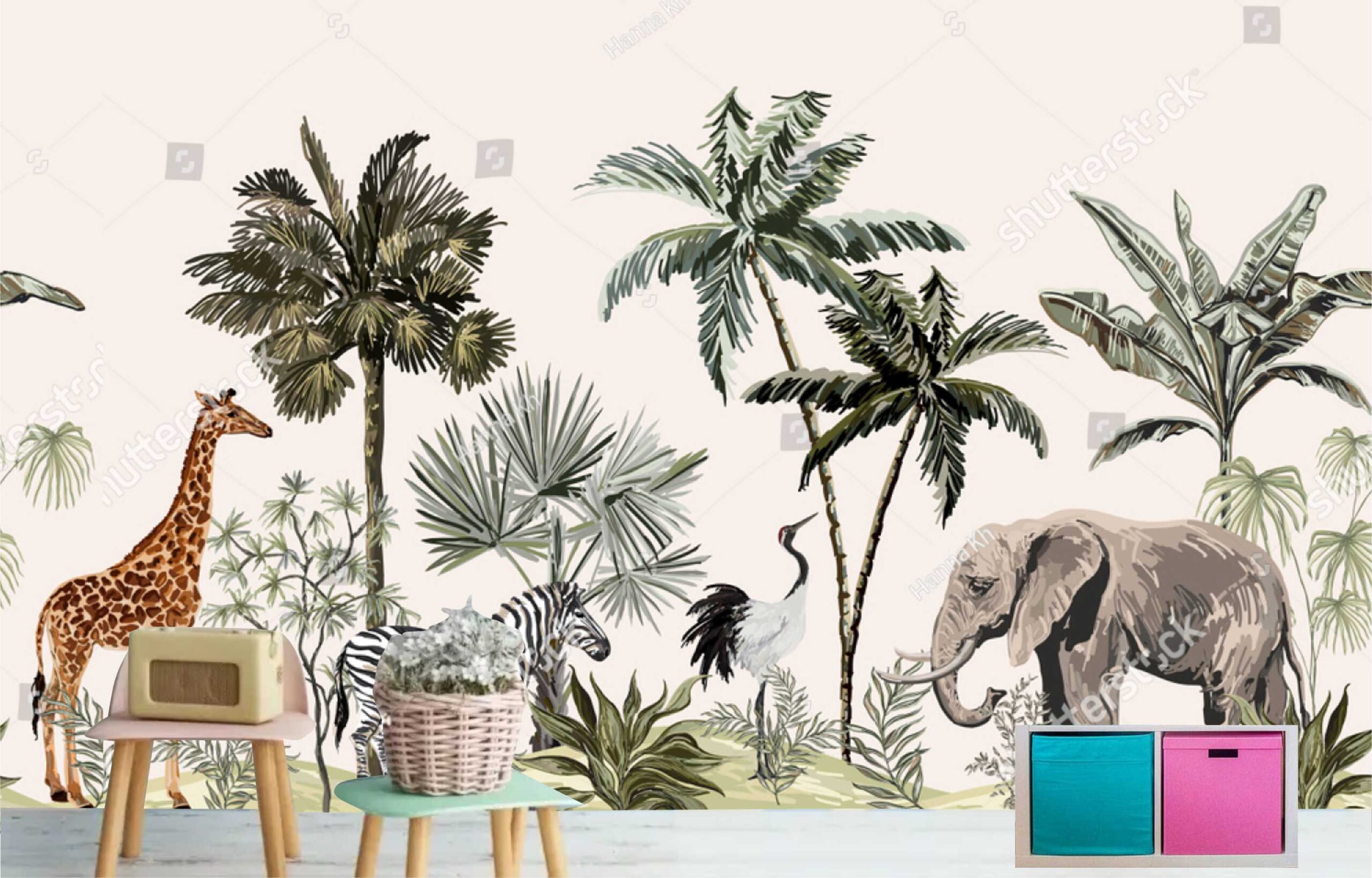 PAPEL DE PAREDE AQUARELA SAFÁRI