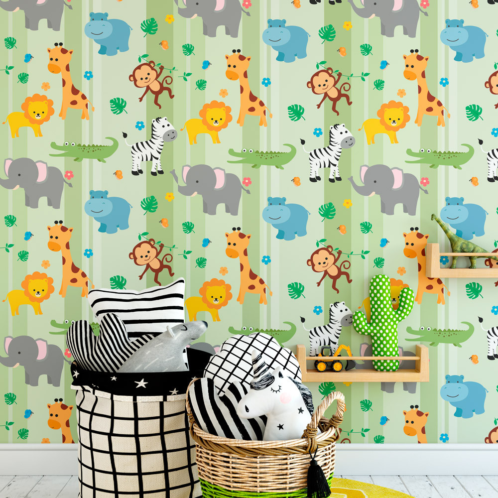 PAPEL DE PAREDE SAFÁRI COM LISTRAS