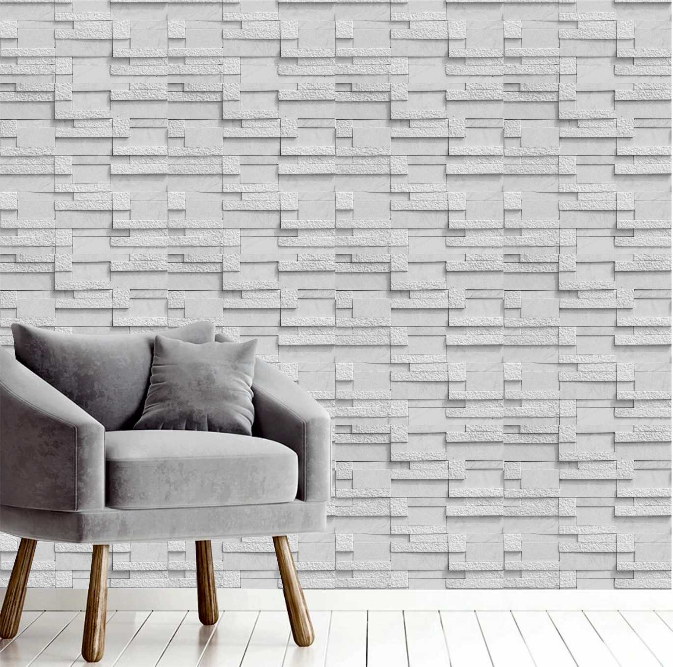 PAPEL DE PAREDE PEDRAS COM TONS DE CINZA