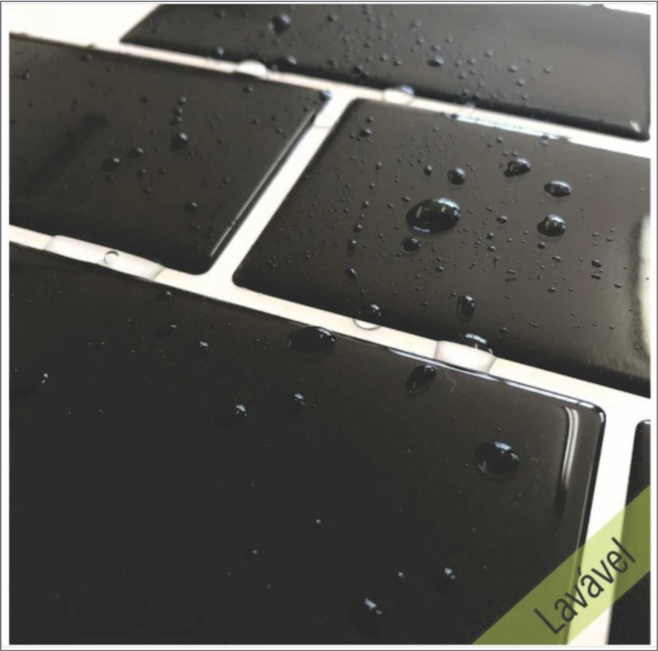 Placa de Pastilha Adesiva Resinada Metrô Black Rejunte Branco - 35cm x 35cm